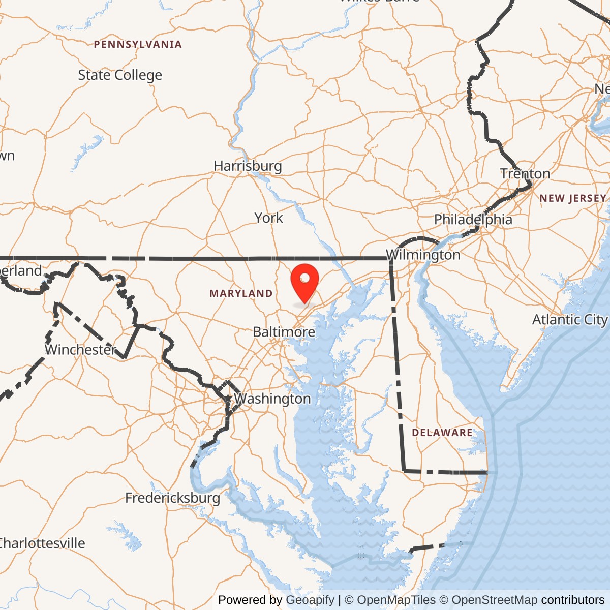 Map showing location of Nike Site BA-09L, Maryland