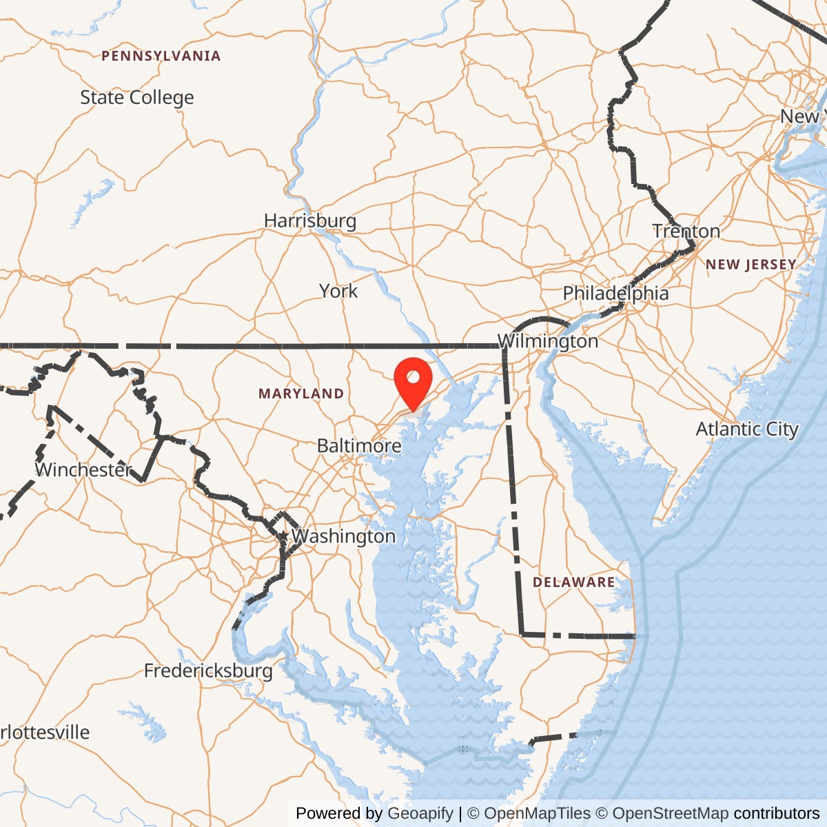 Map showing location of Nike Site BA-18C, Maryland