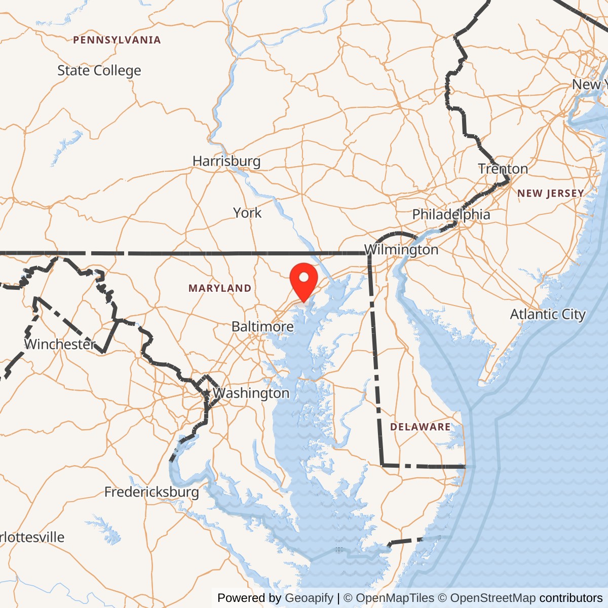 Map showing location of Nike Site BA-18L, Maryland