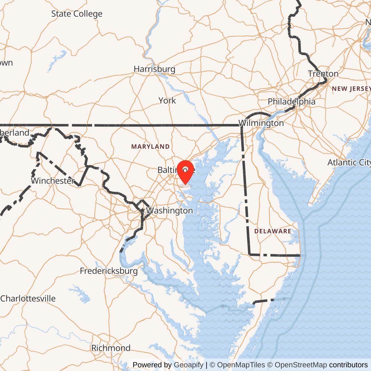 Map showing location of Nike Site BA-43C, Maryland