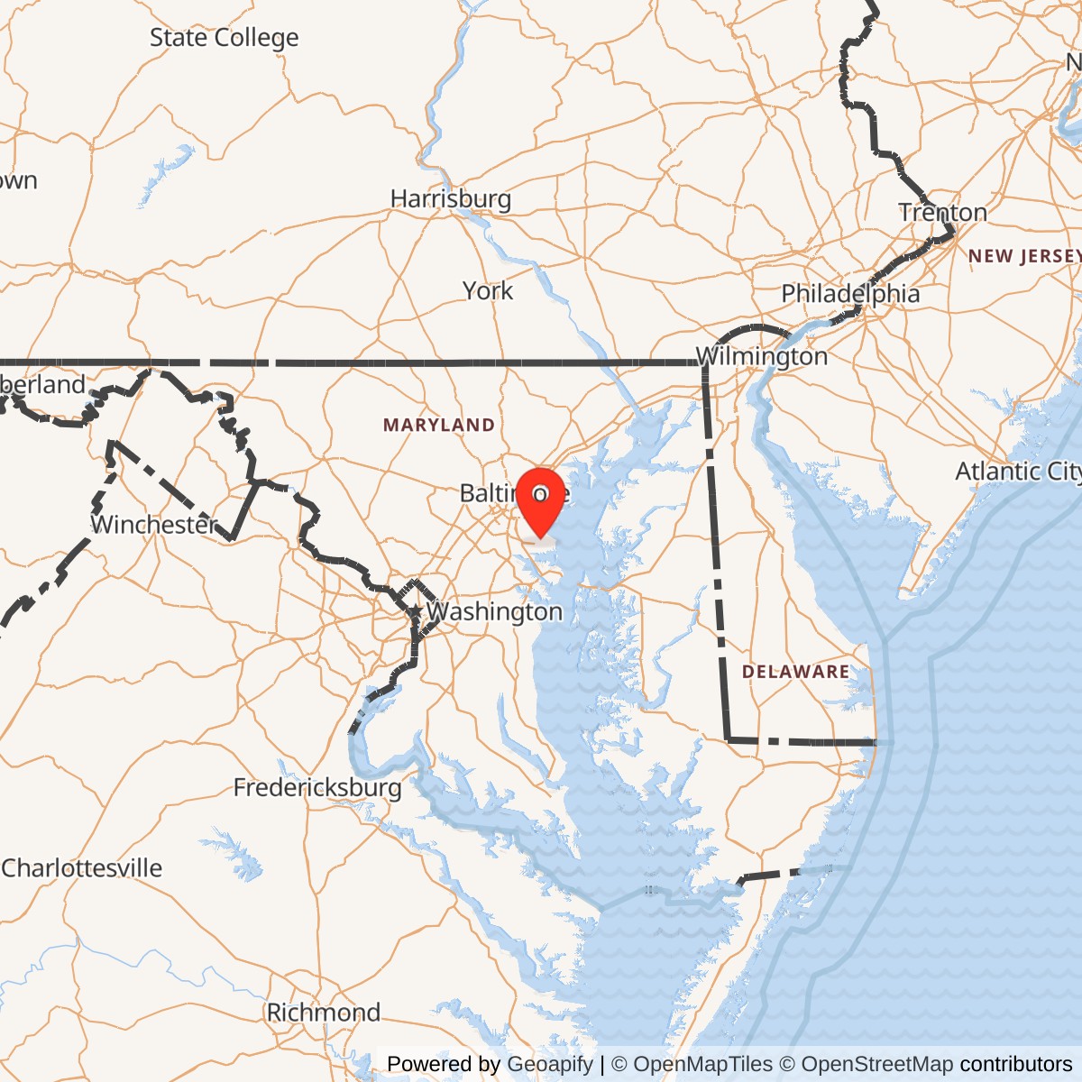 Map showing location of Nike Site BA-43L, Maryland