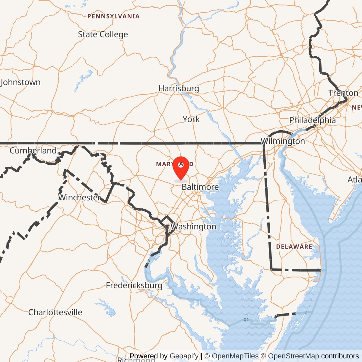 Map showing location of Nike Site BA-79C, Maryland