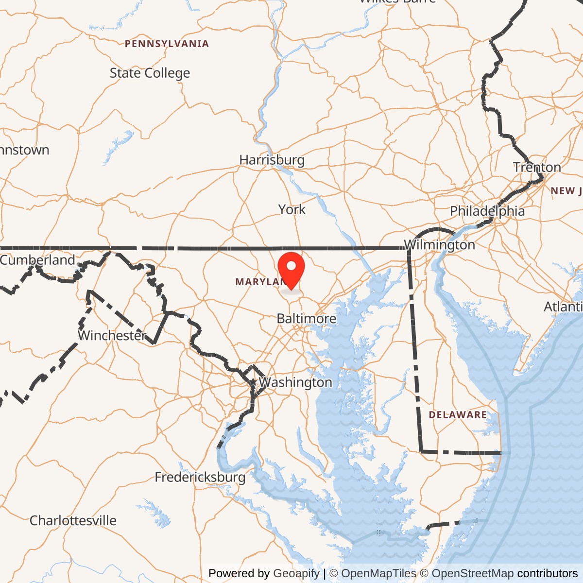 Map showing location of Nike Site BA-92C, Maryland