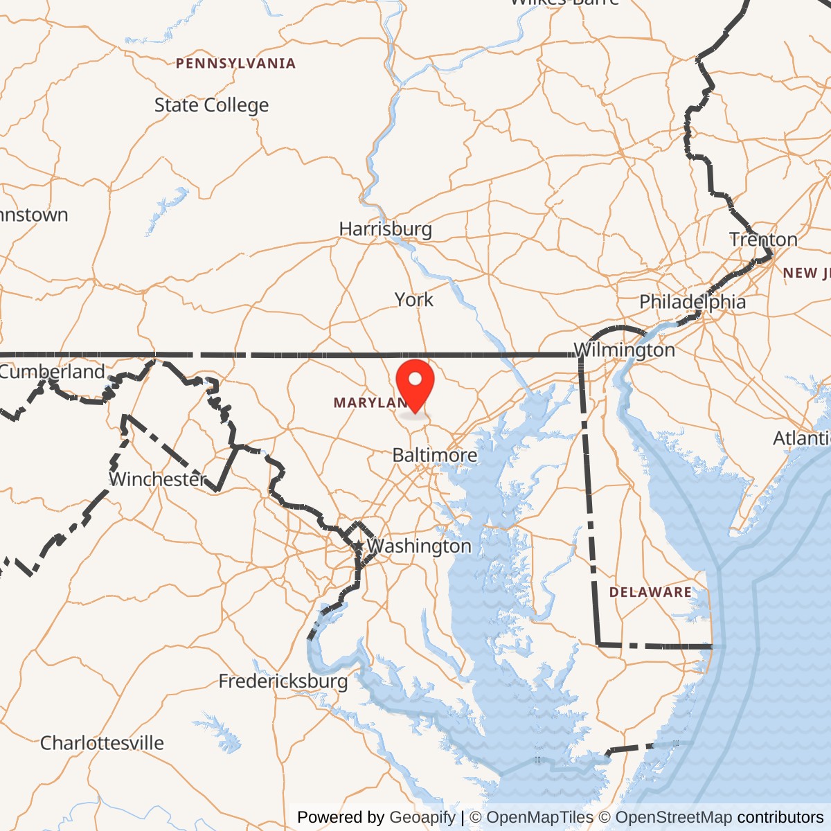 Map showing location of Nike Site BA-92L, Maryland