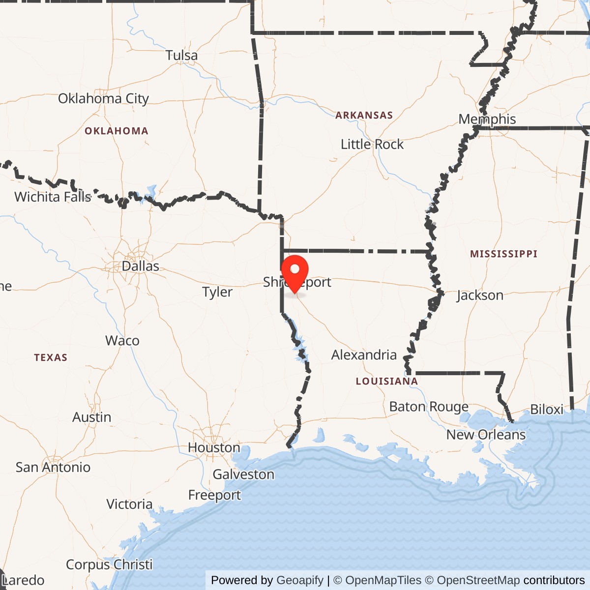 Map showing location of Nike Site BD-50L, Louisiana