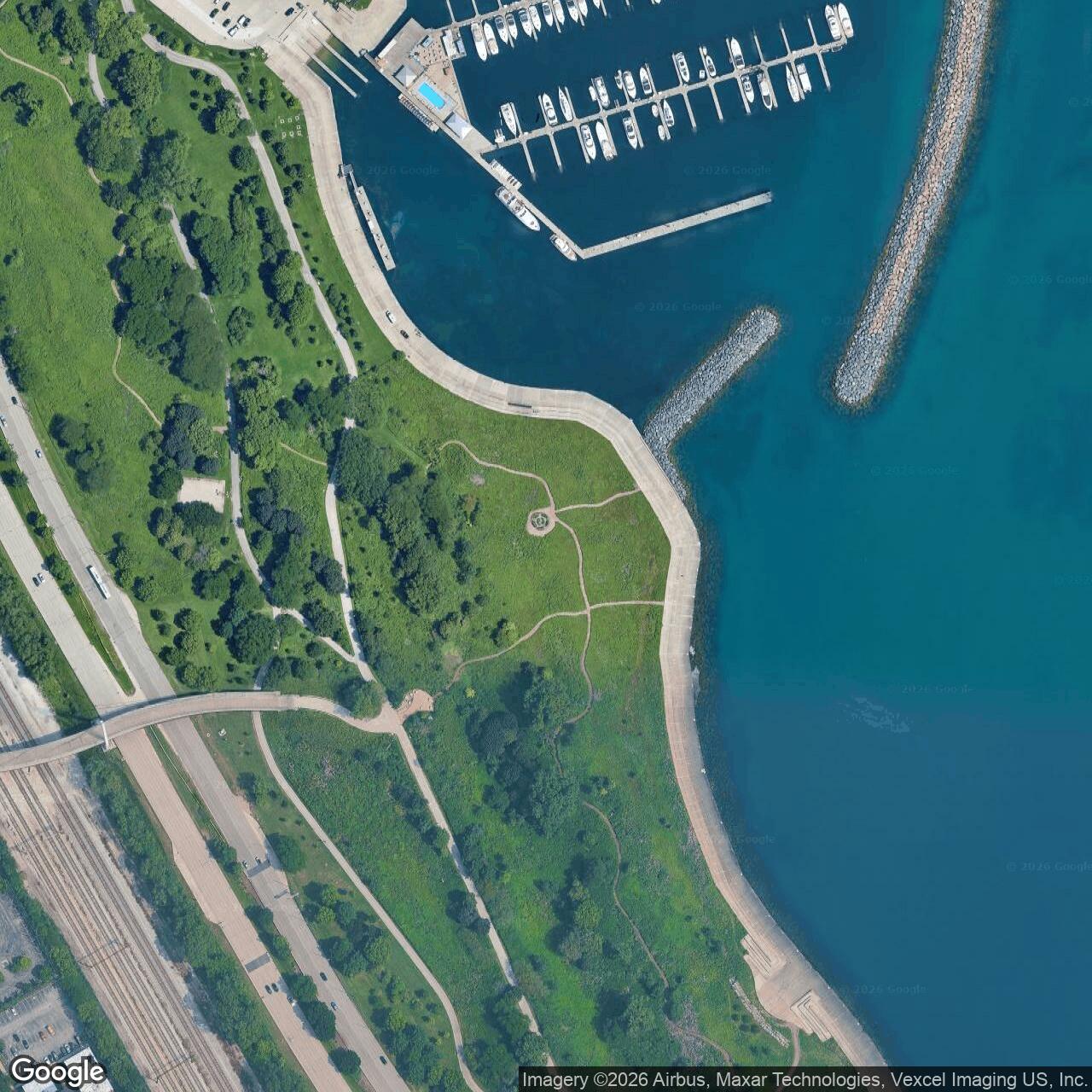 Current Google Satellite Image of Nike Site C-40 IFC, Burnham Park Illinois