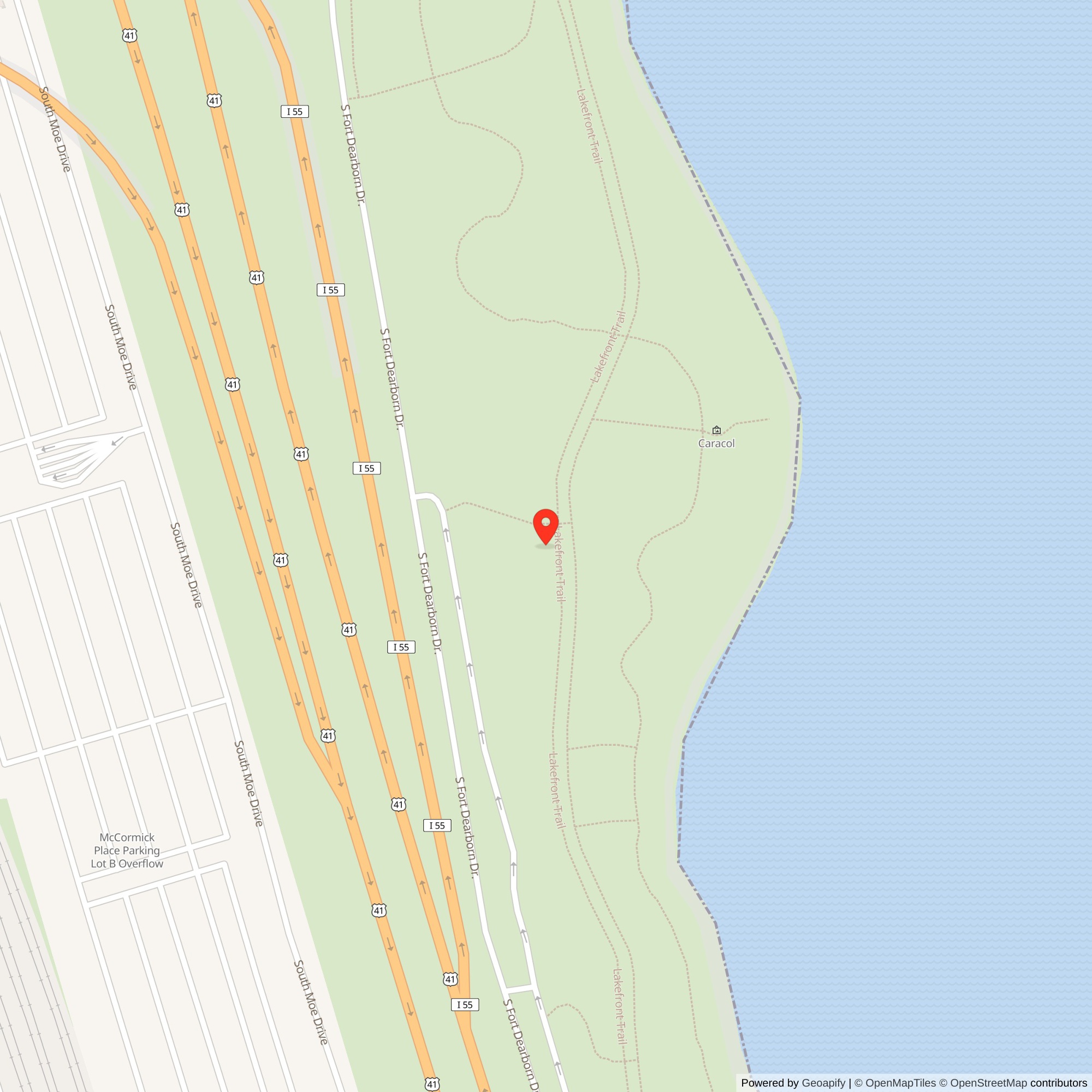 Map showing location of Nike Site C-40 Launcher, Burnham Park Illinois