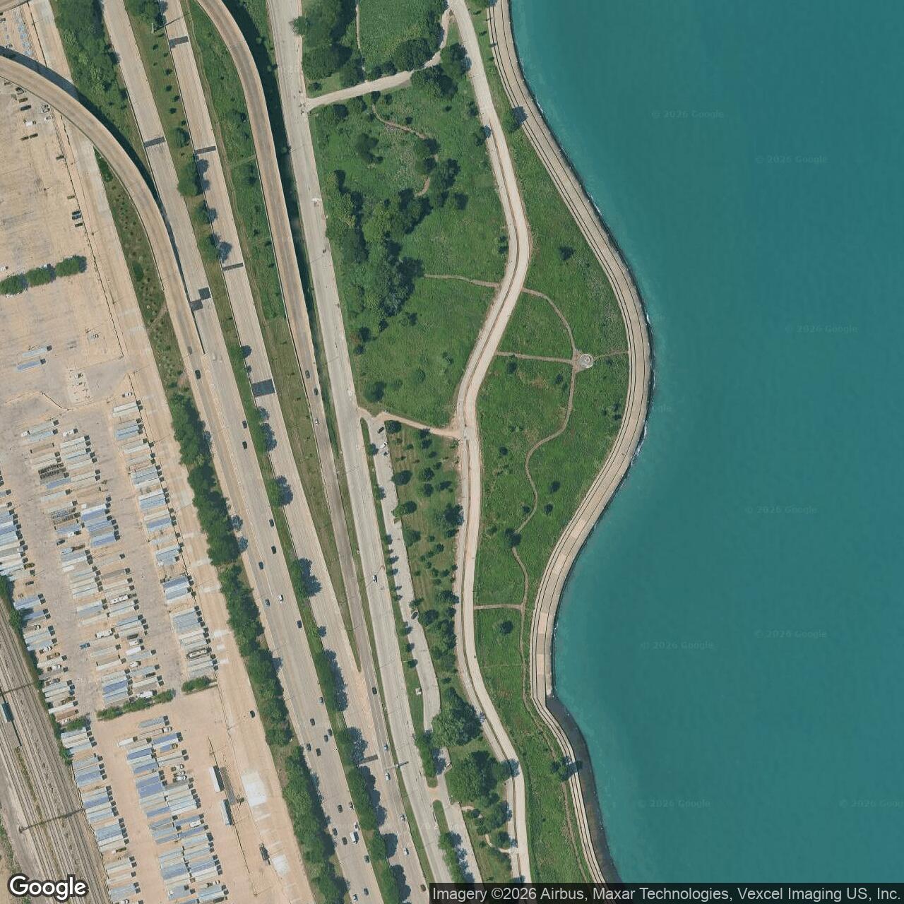 Current Google Satellite Image of Nike Site C-40 Launcher, Burnham Park Illinois