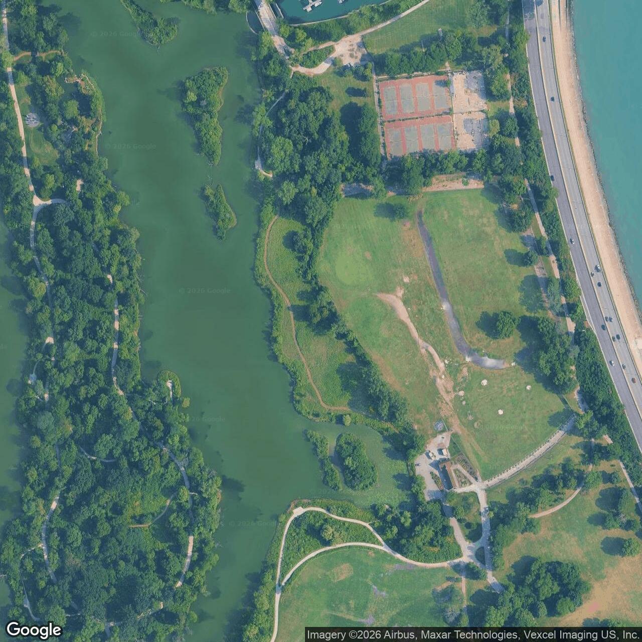 Current Google Satellite Image of Nike Site C-41 Launcher, Jackson Park Illinois