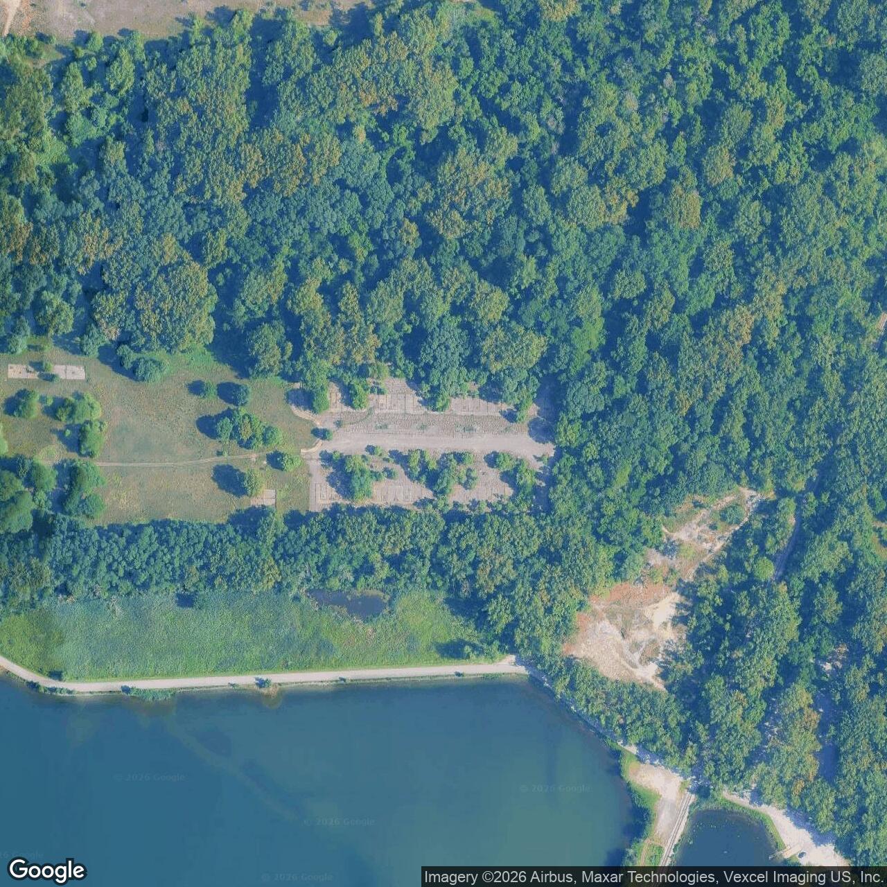 Current Google Satellite Image of Nike Site C-44 Launcher, Hegewisch/Wolf Lake Illinois