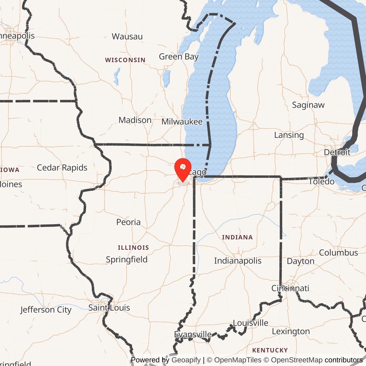 Map showing location of Nike Site C-54 IFC, Orland Park Illinois
