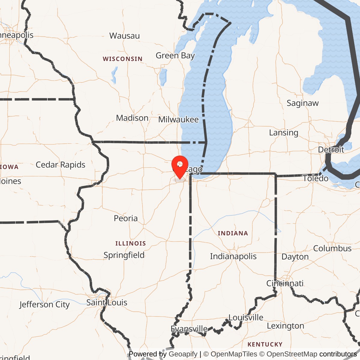Map showing location of Nike Site C-54 Launcher, Orland Park Illinois