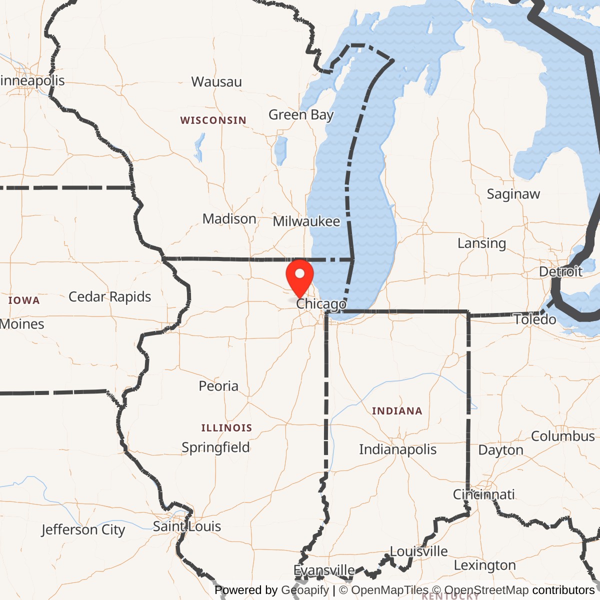 Map showing location of Nike Site C-72 IFC, Addison Illinois