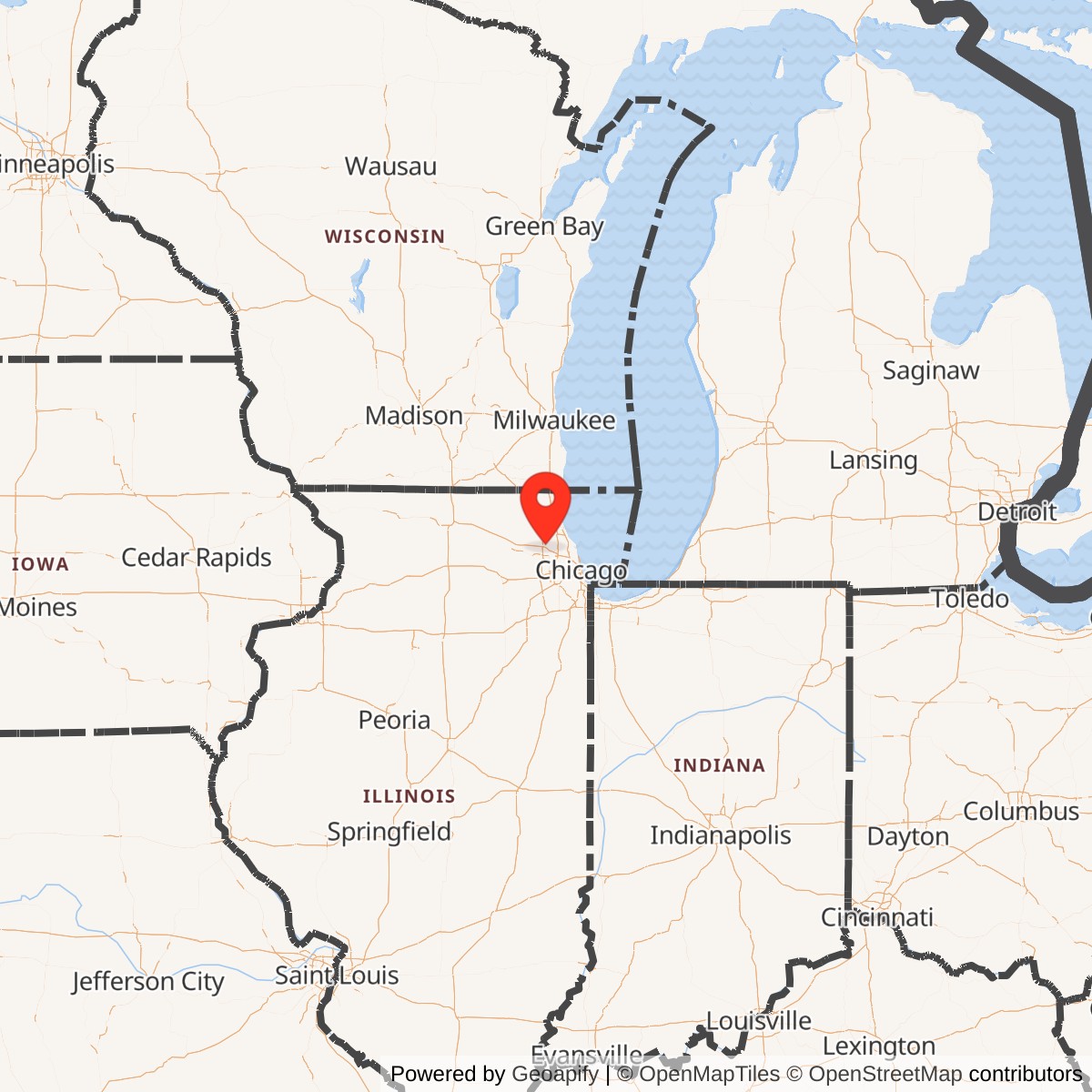 Map showing location of Nike Site  C-80 IFC, Arlington Heights Illinois