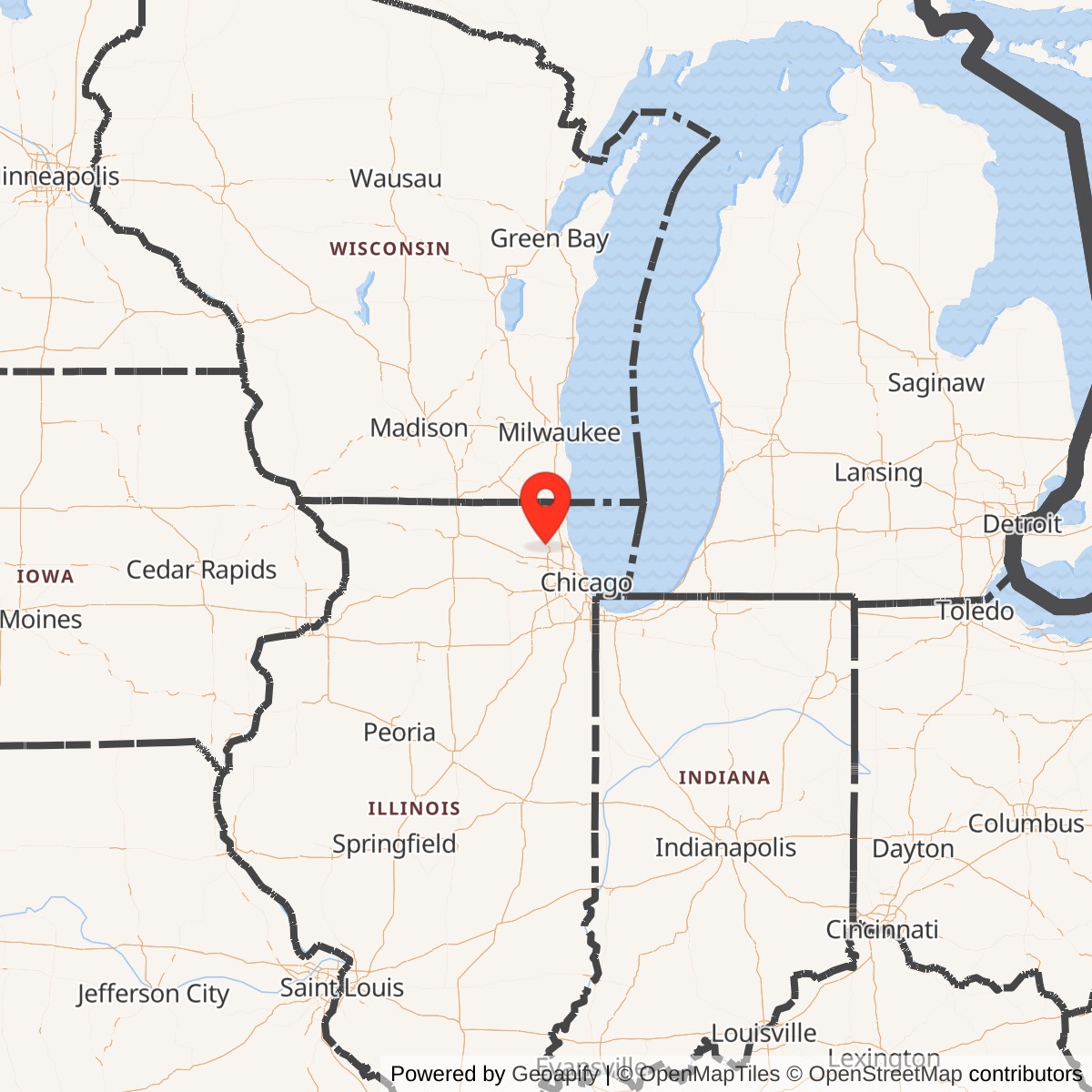 Map showing location of Nike Site C-84 IFC, Palatine Illinois