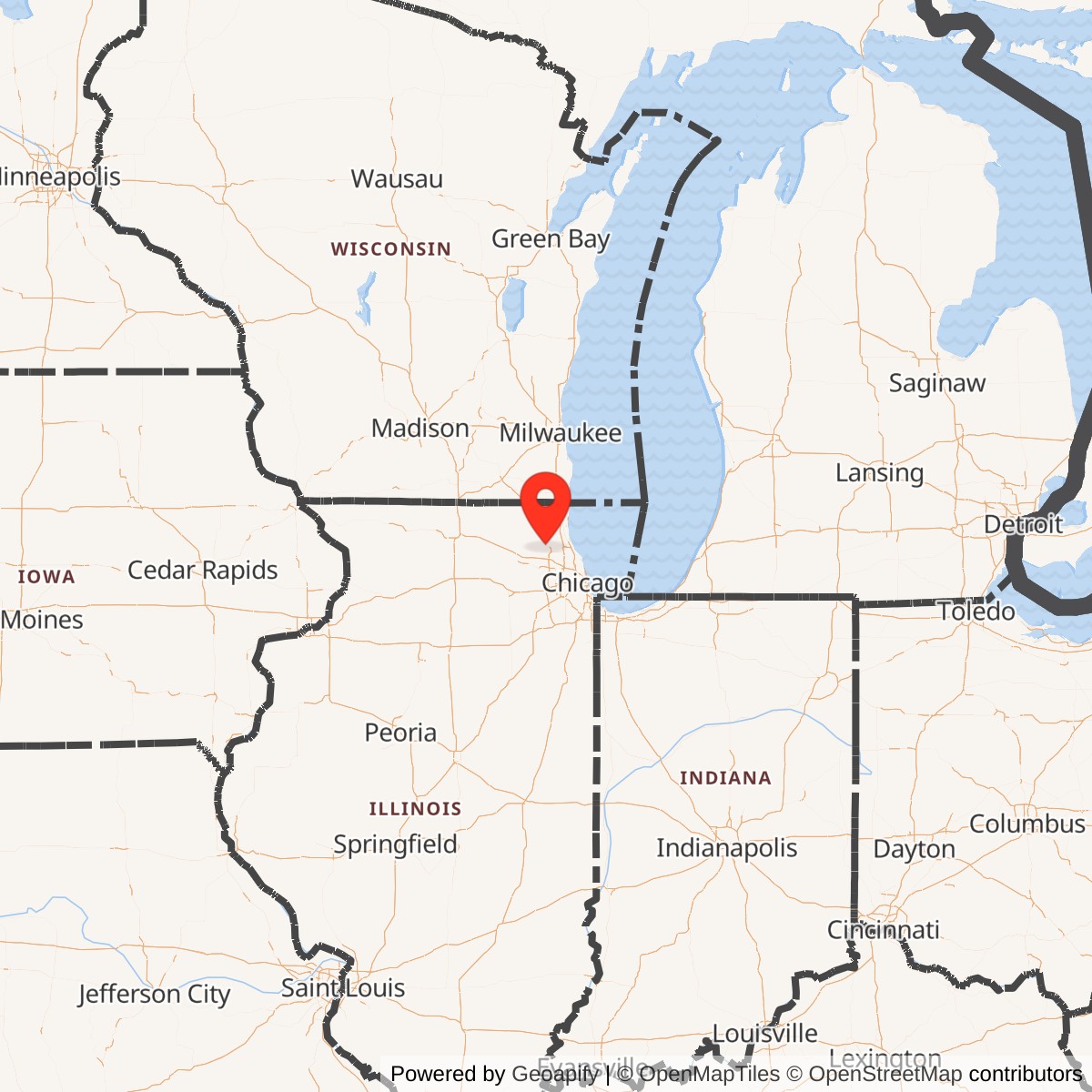 Map showing location of Nike Site C-84 Launcher, Palatine Illinois