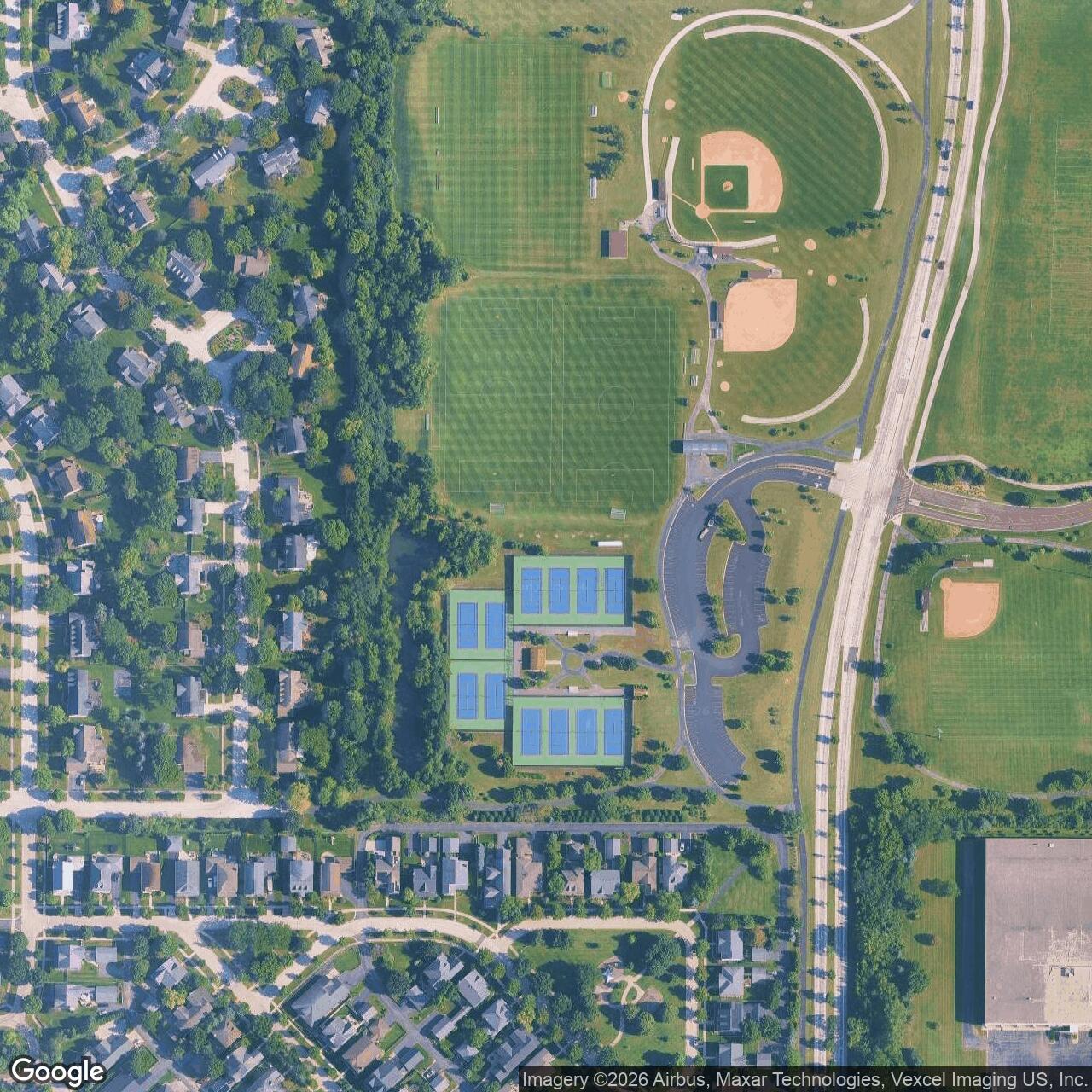 Current Google Satellite Image of Nike Site C-92 IFC, Mundelein Illinois