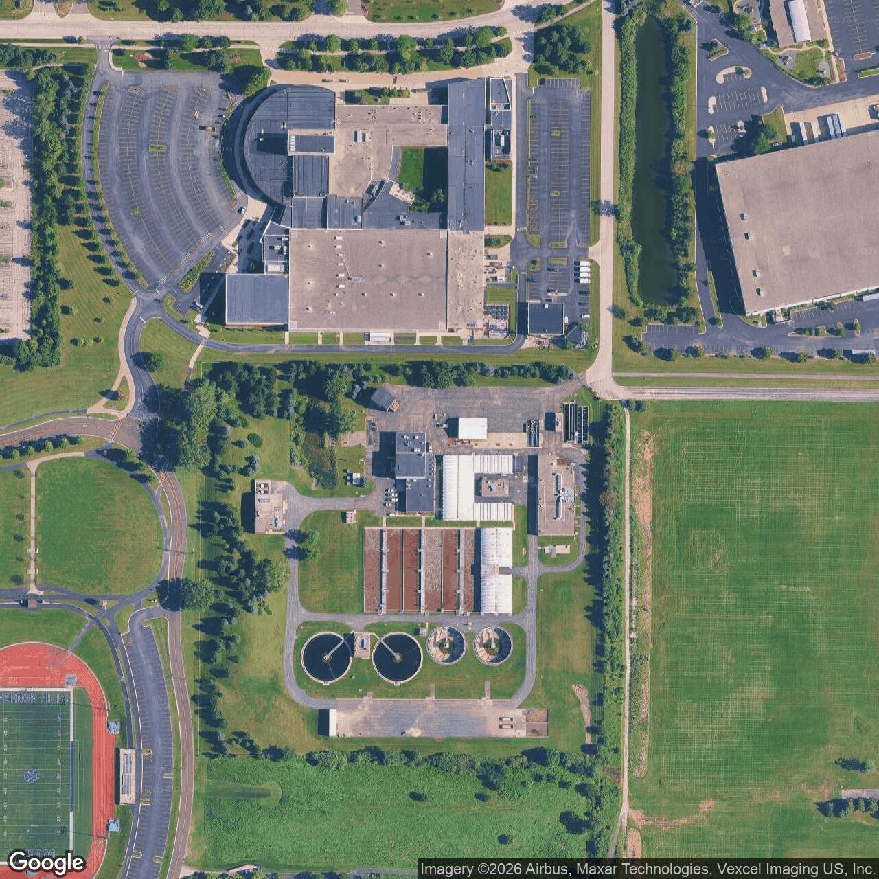 Current Google Satellite Image of Nike Site C-92 Launcher, Mundelein Illinois