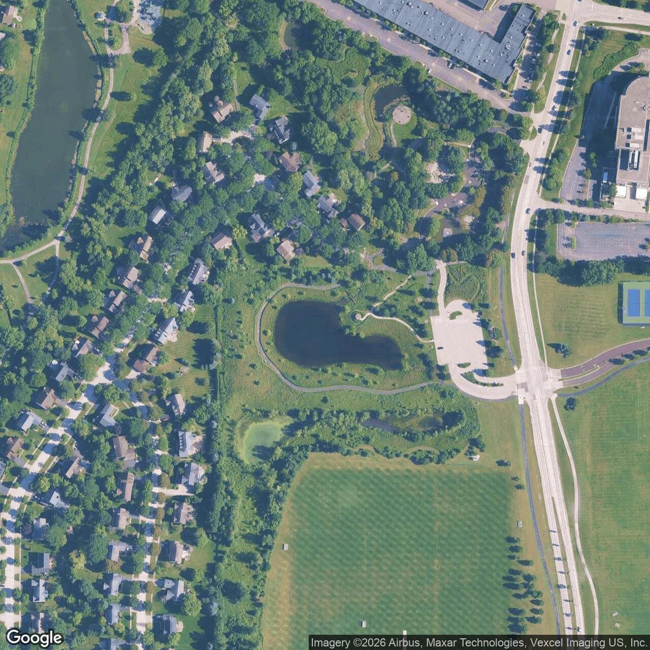 Current Google Satellite Image of Nike Site C-94 Launcher, Libertyville Illinois