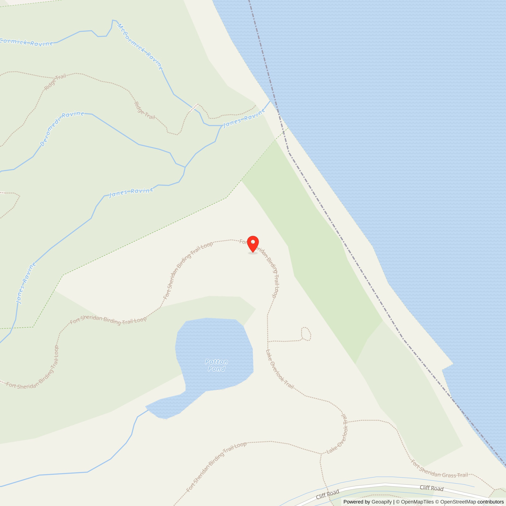 Map showing location of Nike Site C-98 IFC, Fort Sheridan Illinois