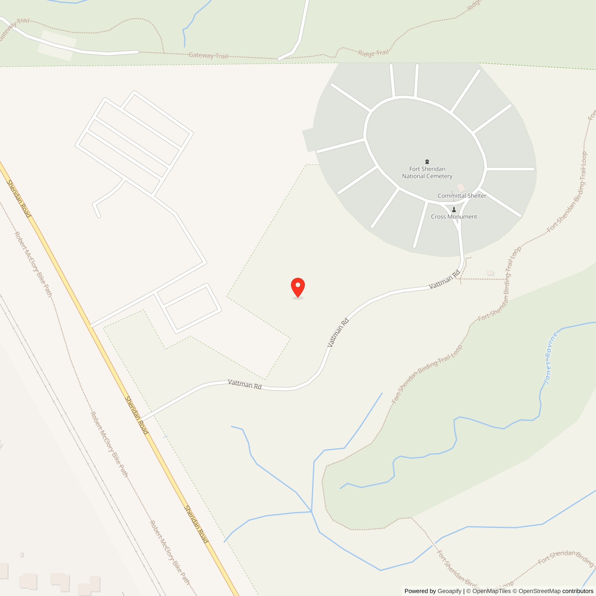 Map showing location of Nike Site C-98 Launcher, Fort Sheridan Illinois