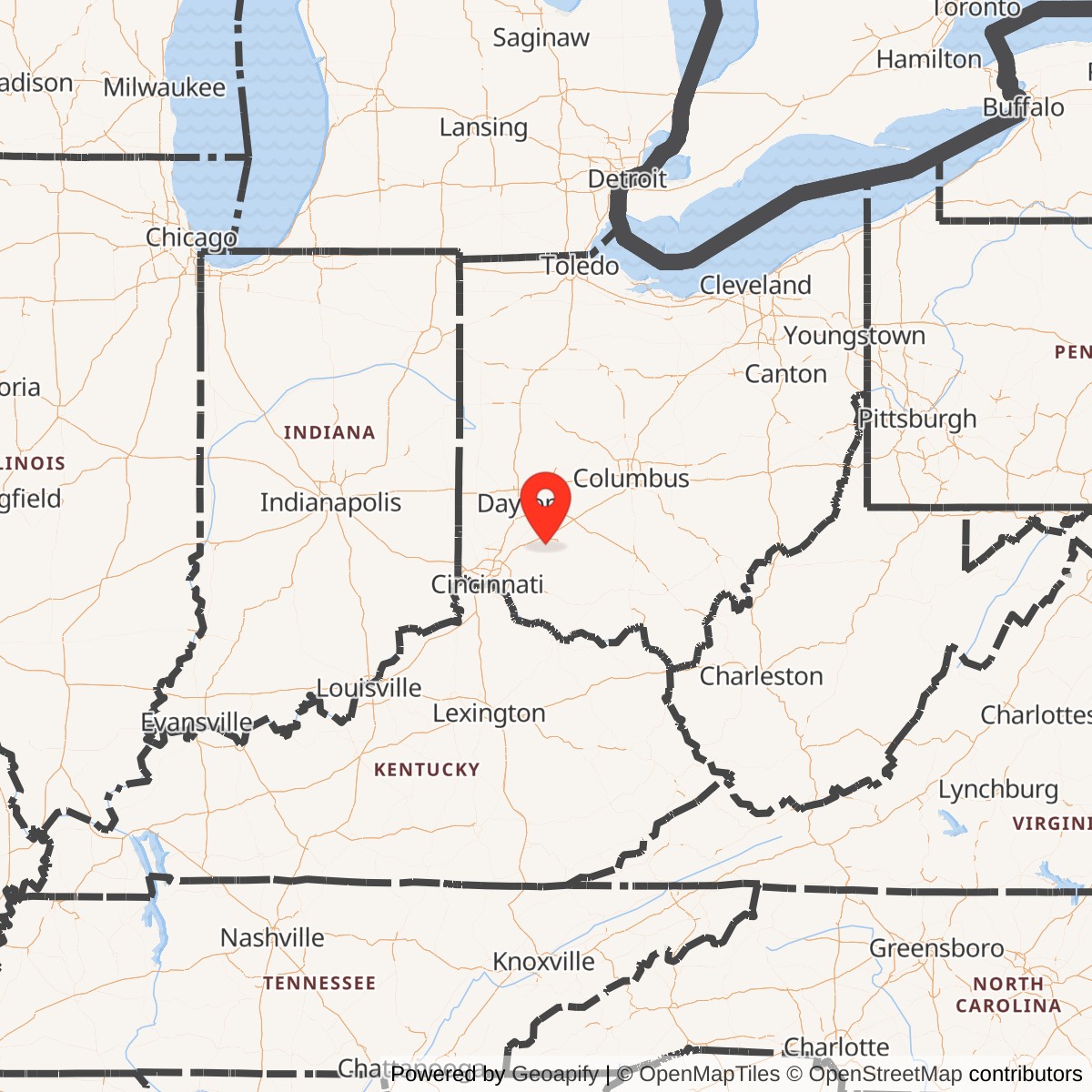 Map showing location of Nike Site CD-27C, Ohio