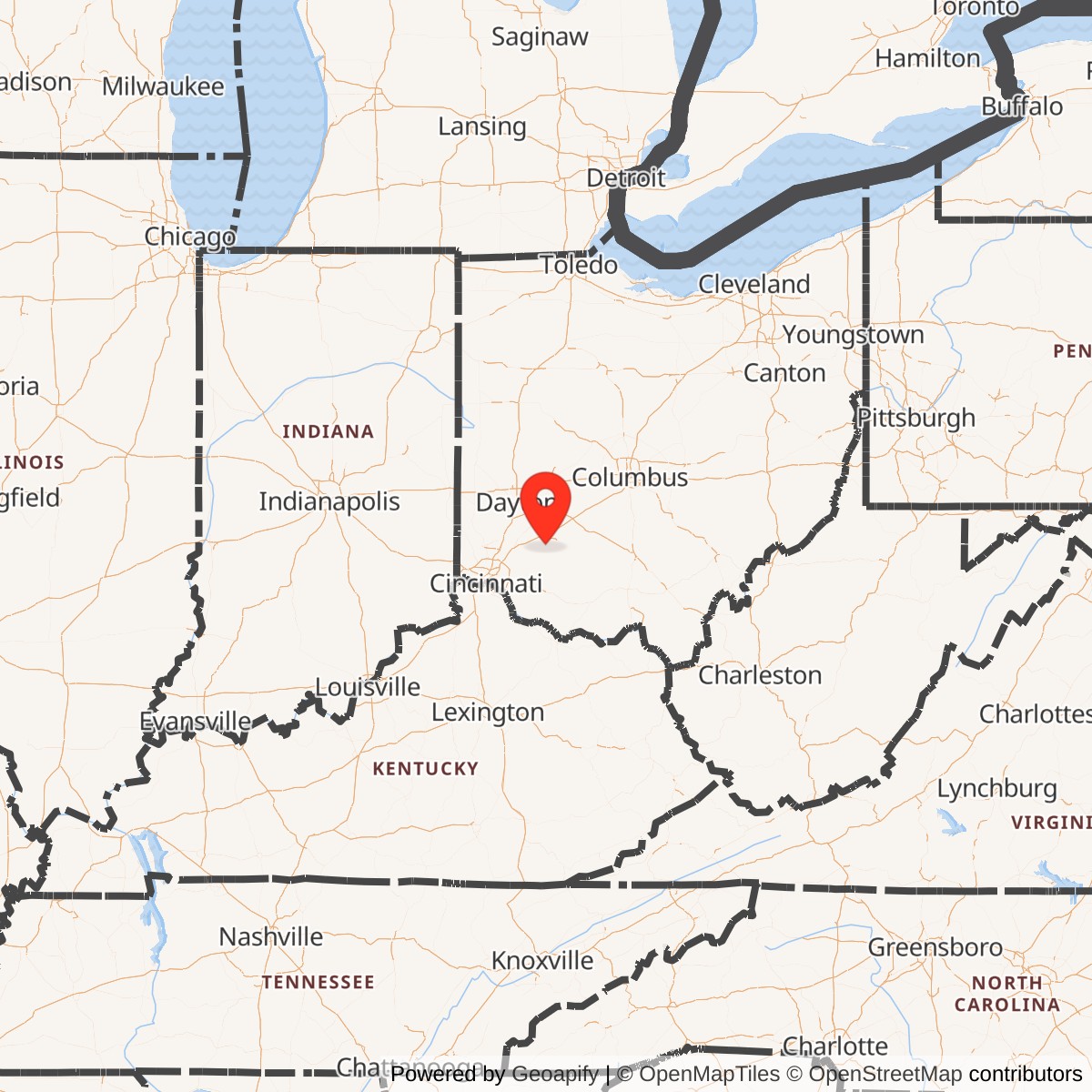 Map showing location of Nike Site CD-27L, Ohio