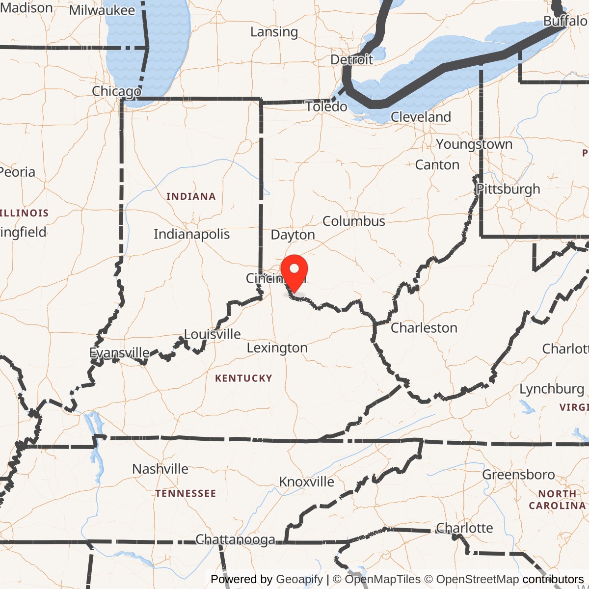 Map showing location of Nike Site CD-46C, Ohio