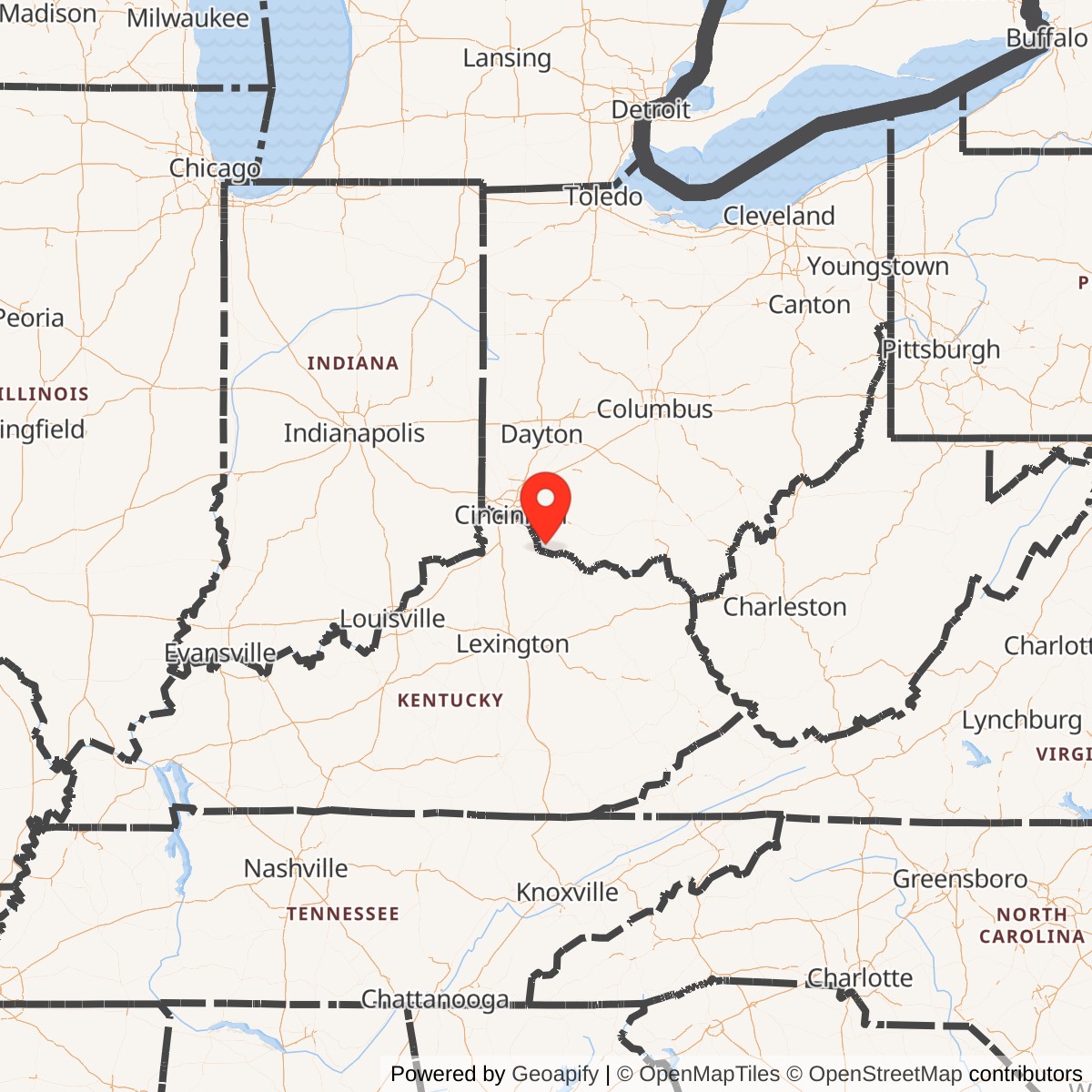 Map showing location of Nike Site CD-46L, Ohio