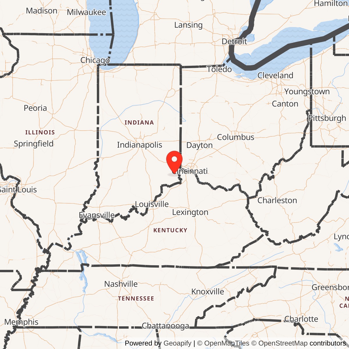 Map showing location of Nike Site CD-63C, Indiana