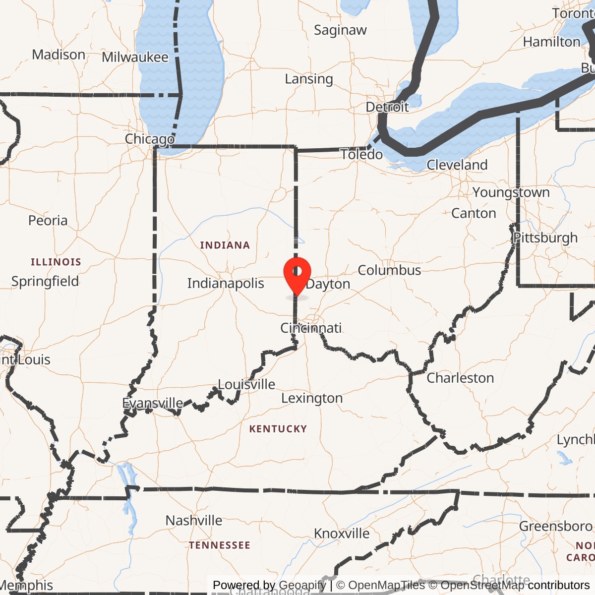 Map showing location of Nike Site CD-78C, Ohio