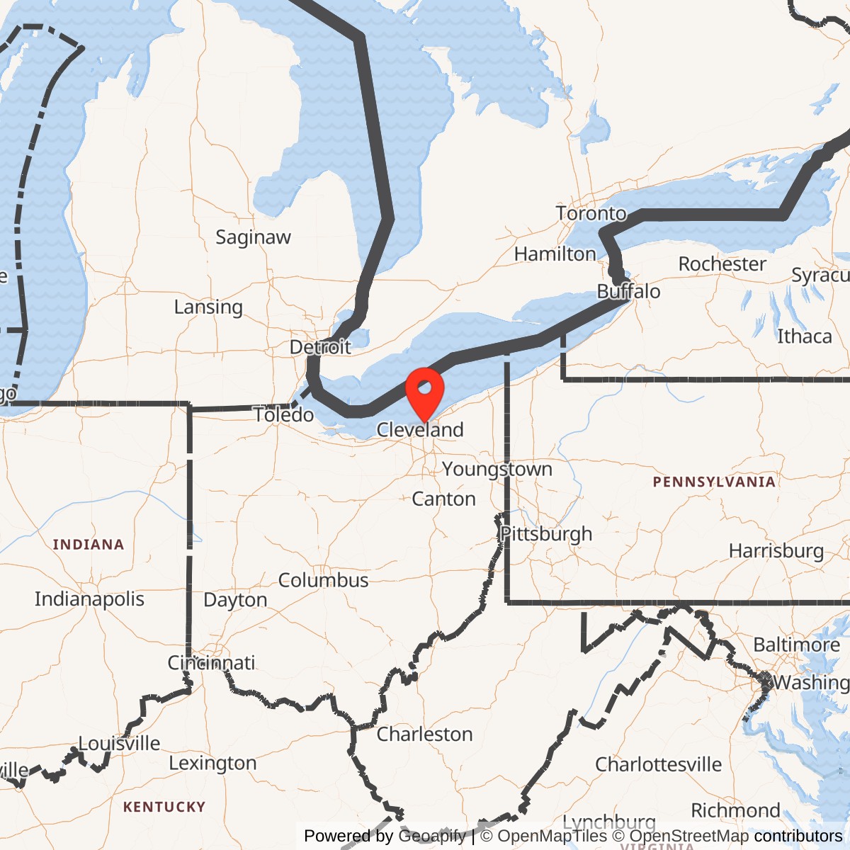 Map showing location of Nike Site CL-02L, Ohio