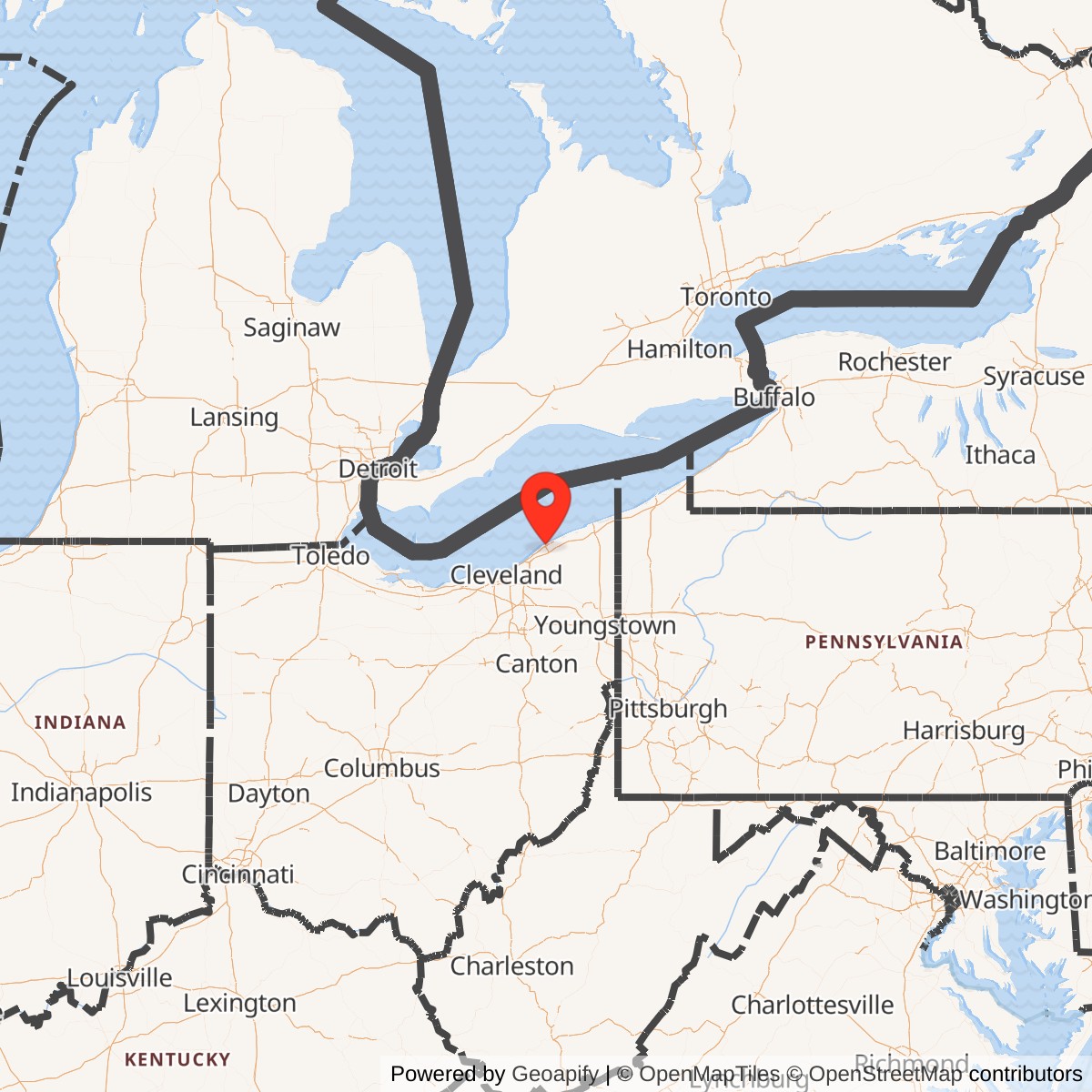 Map showing location of Nike Site CL-11L, Ohio