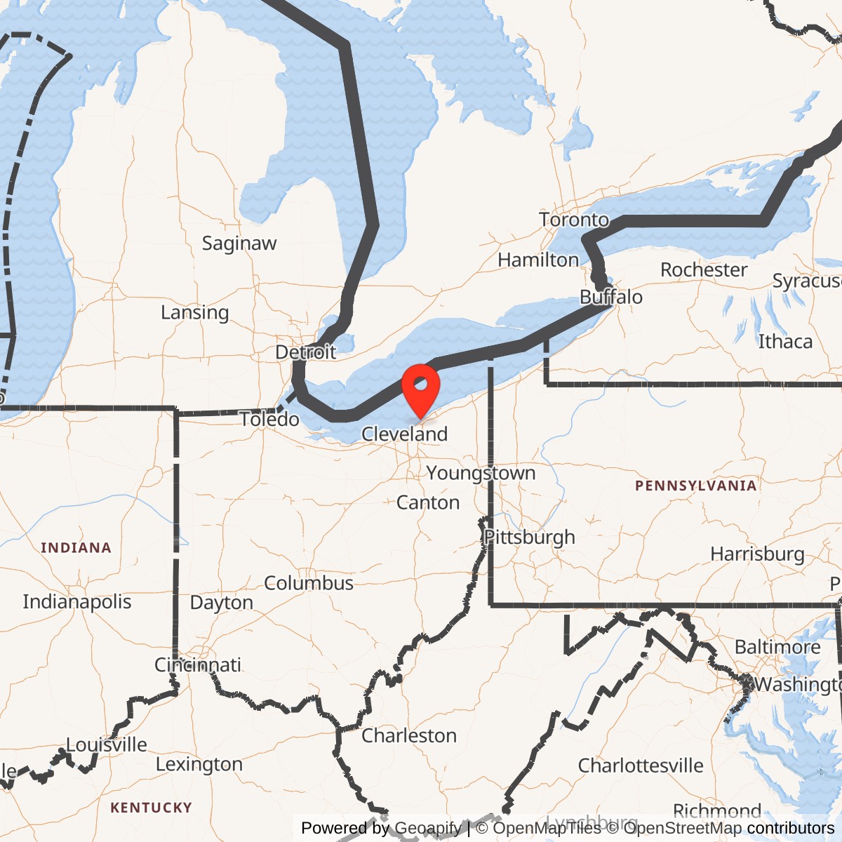 Map showing location of Nike Site CL-13, Ohio
