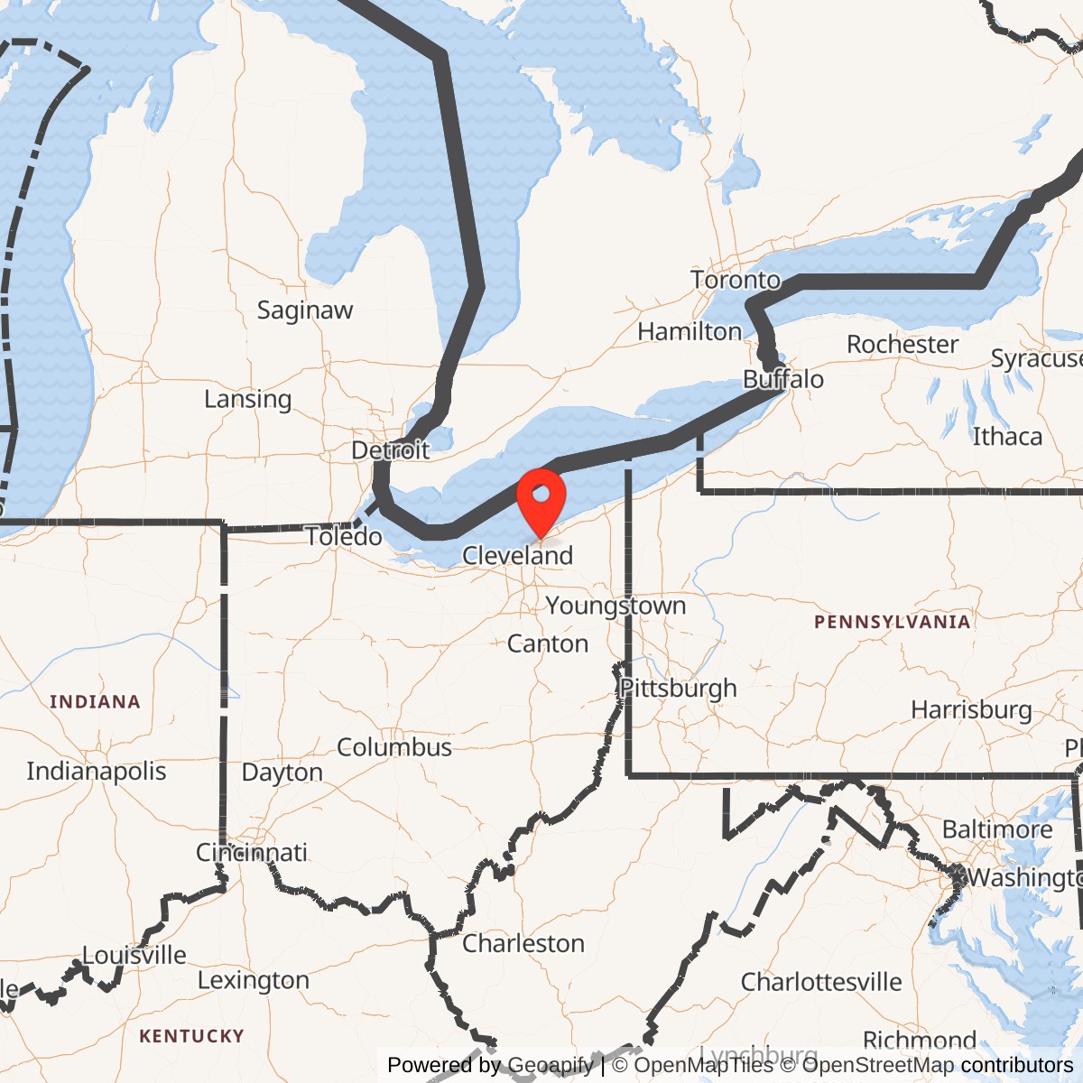 Map showing location of Nike Site CL-13, Ohio
