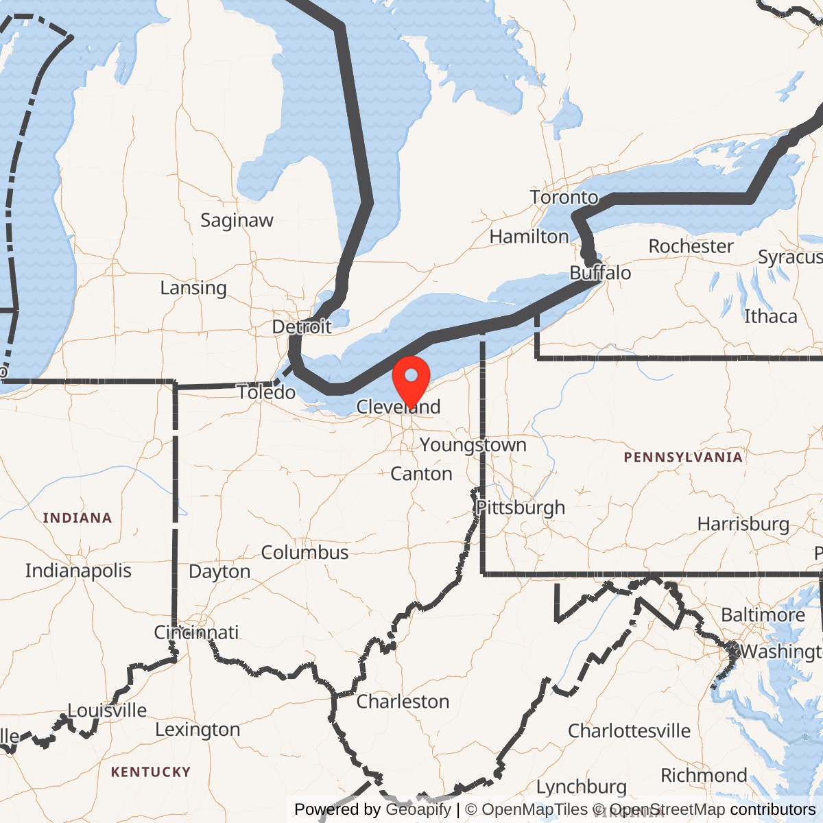 Map showing location of Nike Site CL-34C, Ohio