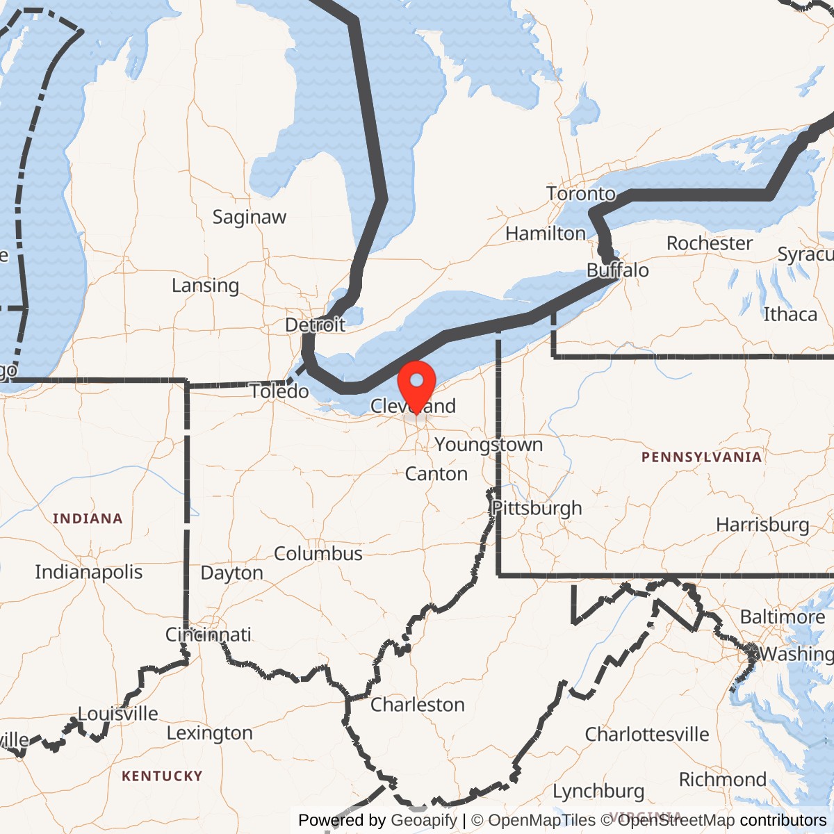 Map showing location of Nike Site CL-48C, Ohio