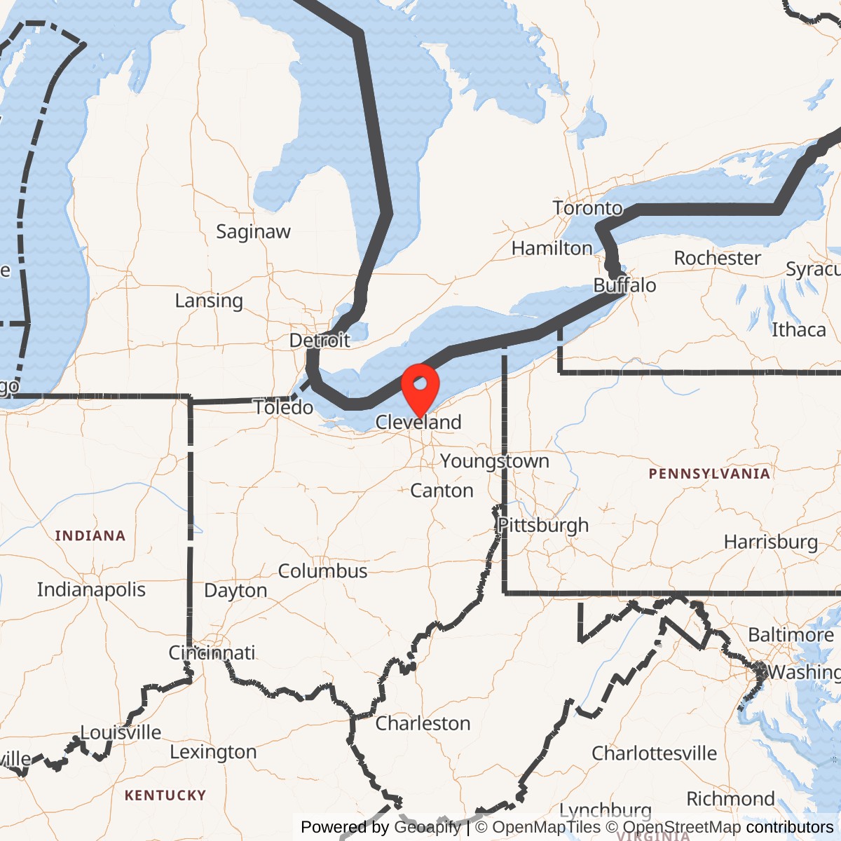 Map showing location of Nike Site CL-67C, Ohio