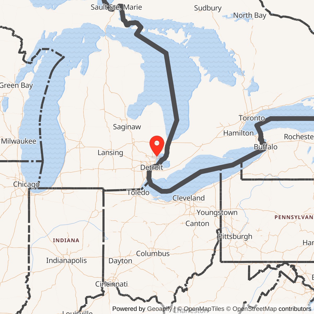 Map showing location of Nike Site D-14C, Michigan