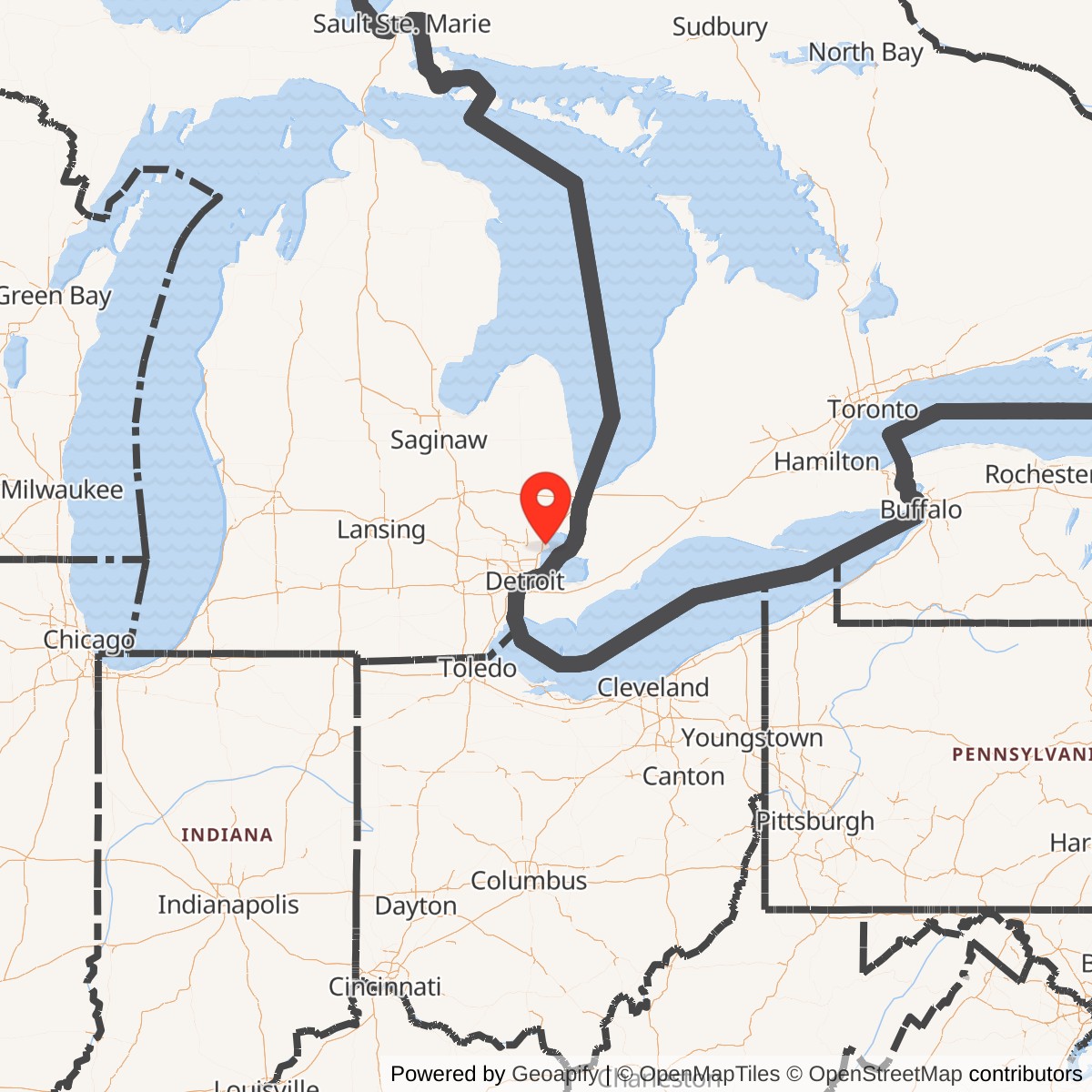 Map showing location of Nike Site D-16C, Michigan