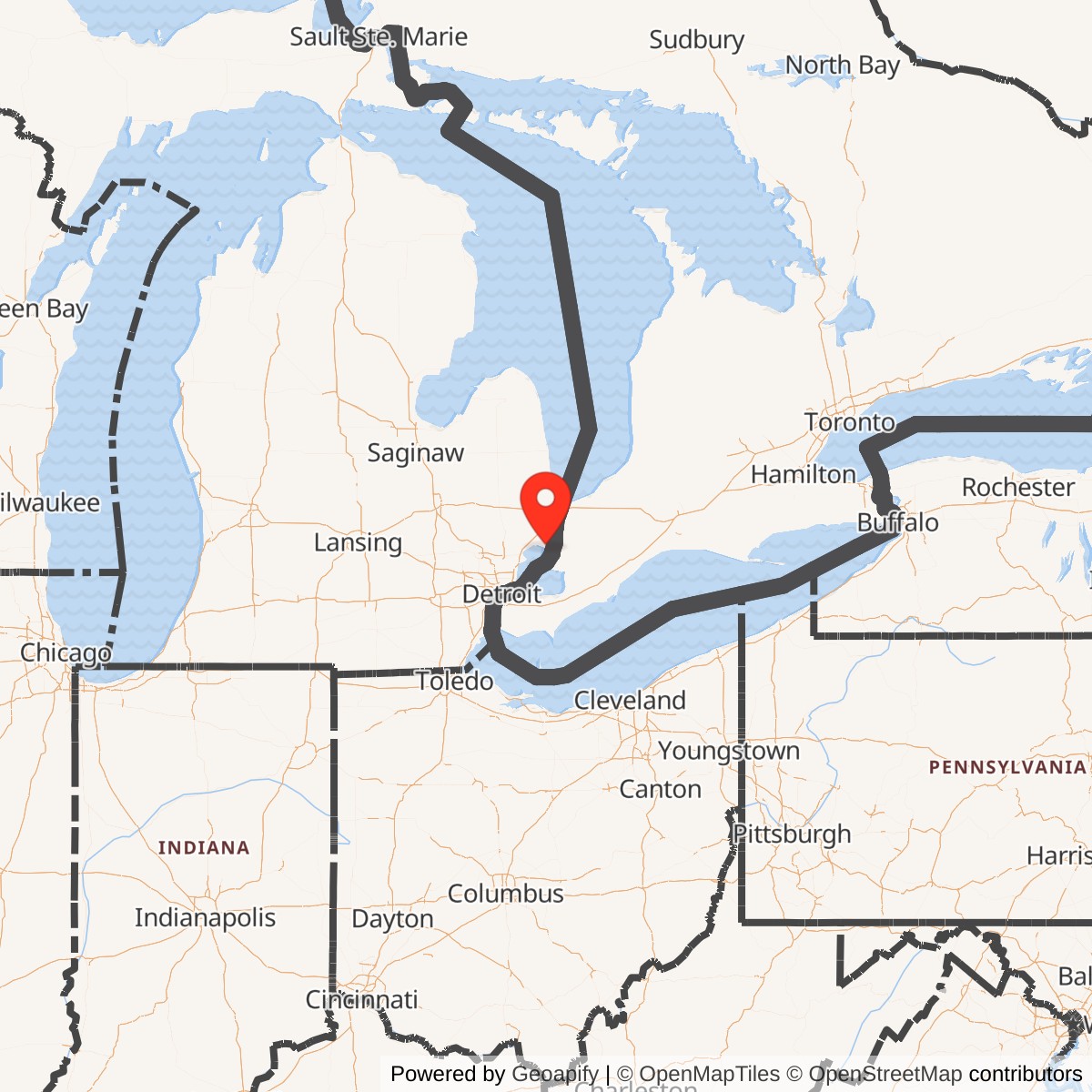 Map showing location of Nike Site D-17C, Michigan