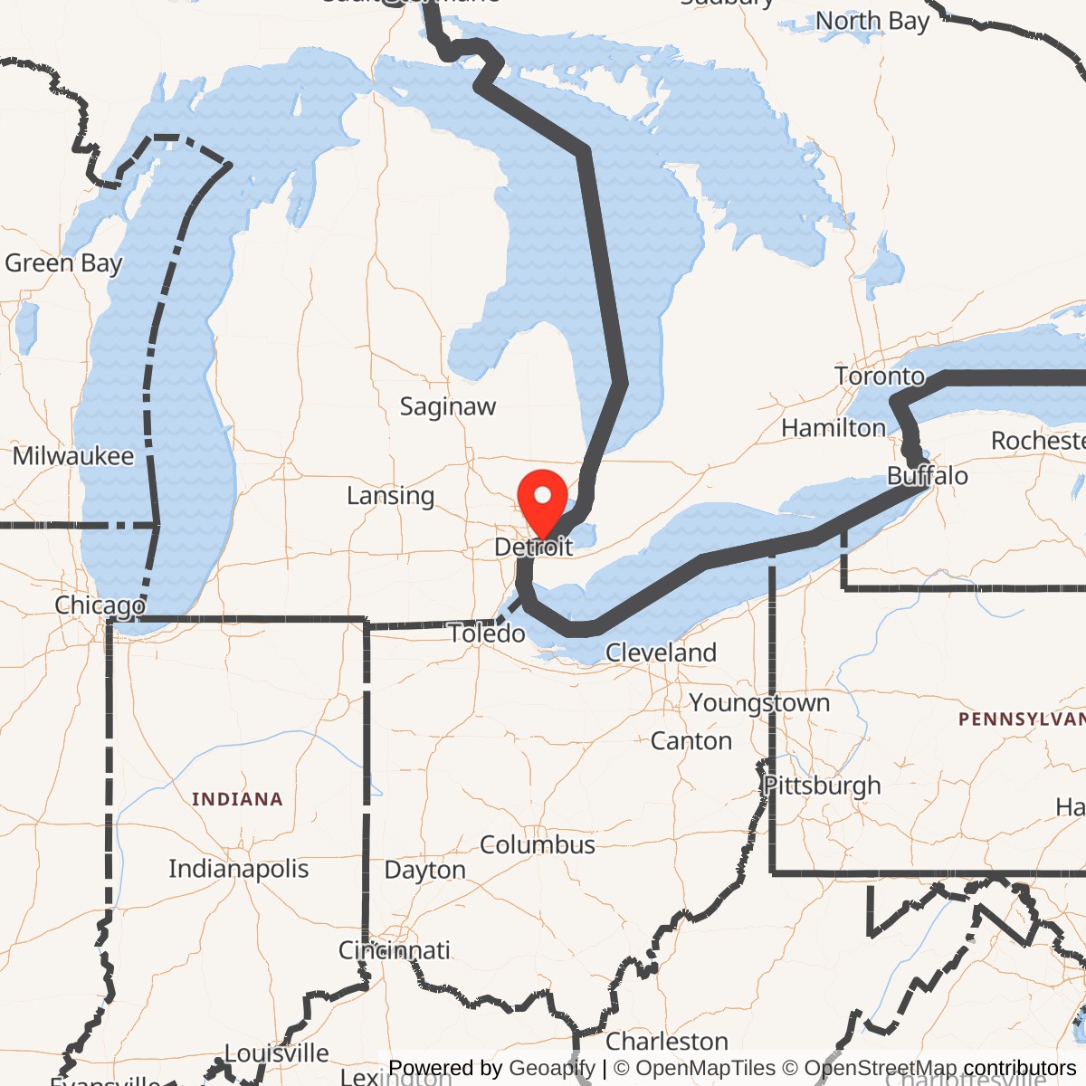 Map showing location of Nike Site D-23C, Michigan