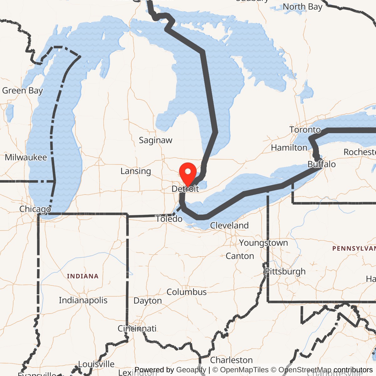 Map showing location of Nike Site D-23L, Michigan