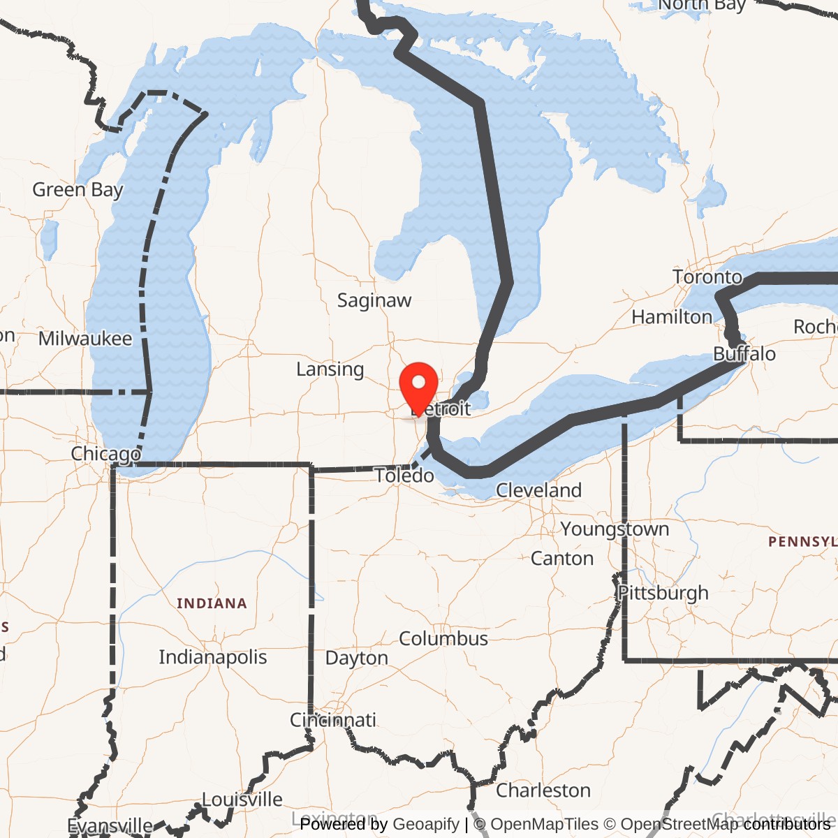 Map showing location of Nike Site D-61C, Michigan