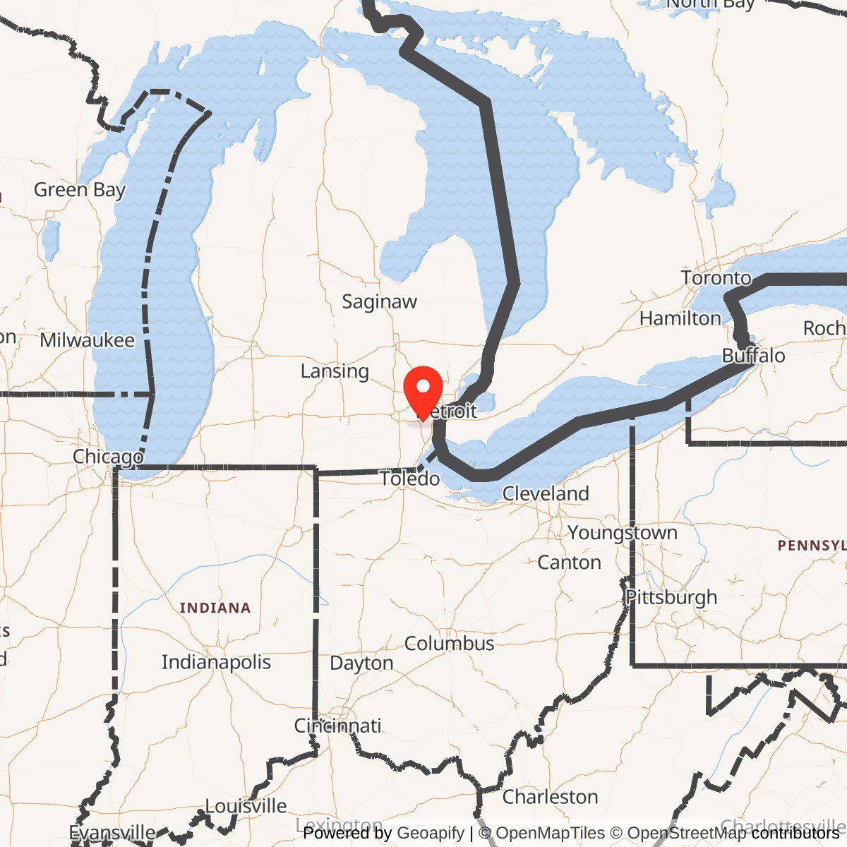 Map showing location of Nike Site D-61L, Michigan