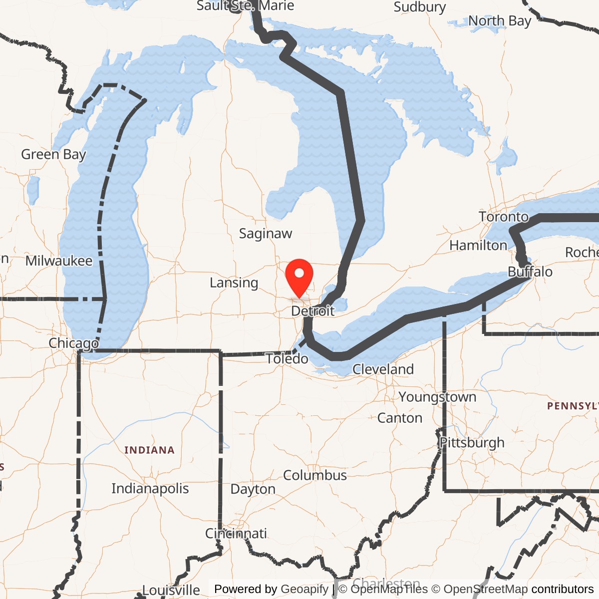 Map showing location of Nike Site D-86C, Michigan