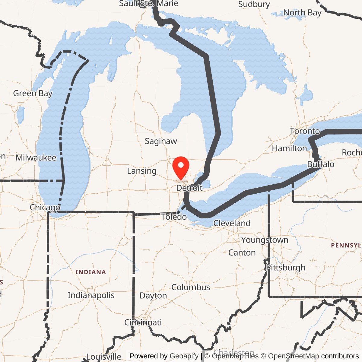 Map showing location of Nike Site D-86L, Michigan