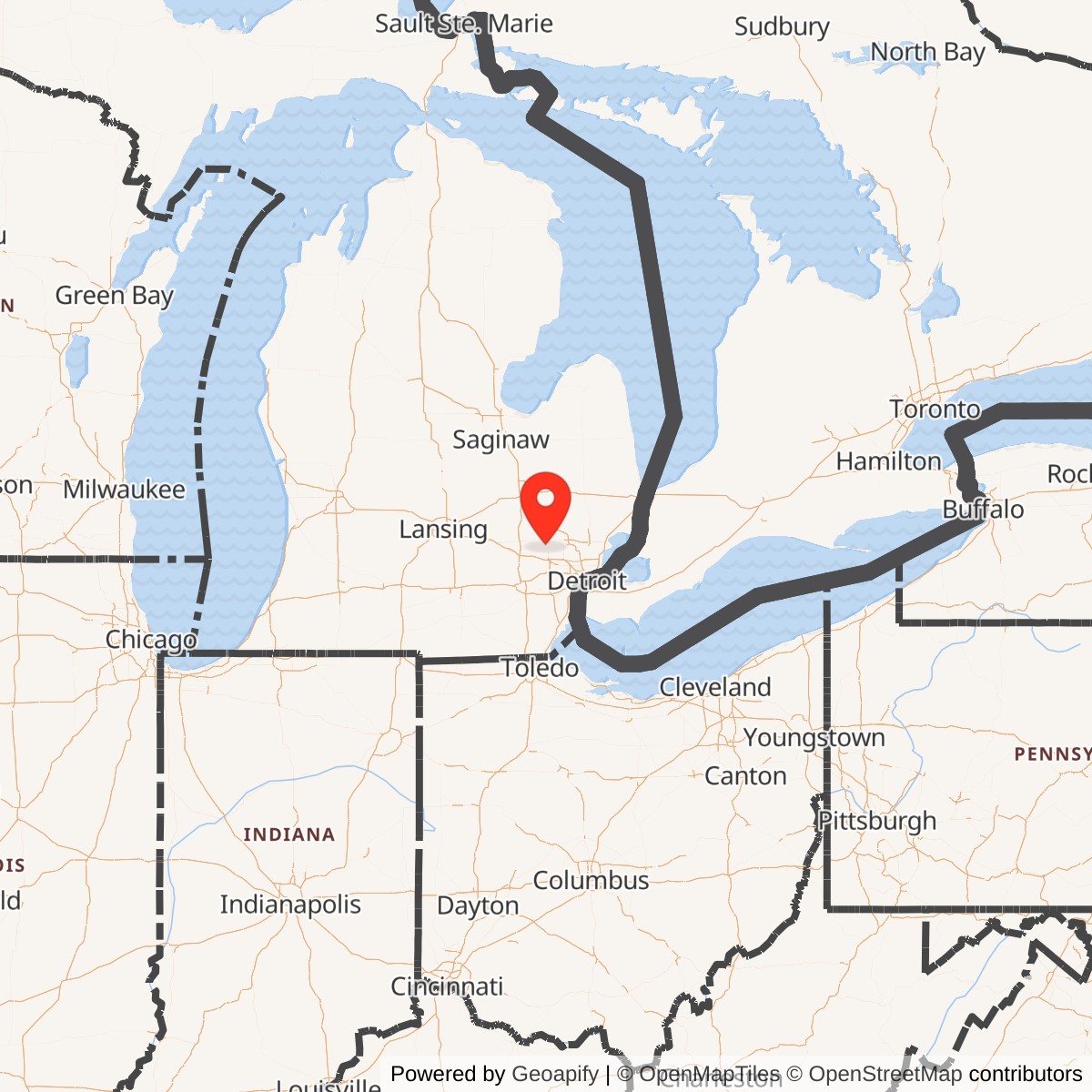 Map showing location of Nike Site D-87C, Michigan