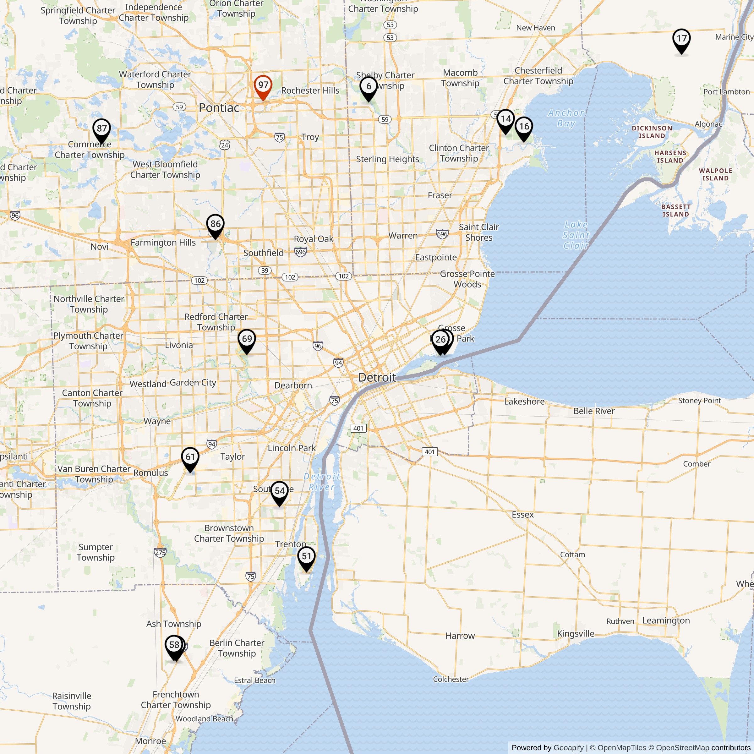 Map Showing Detroit Defense Area Nike IFC Locations