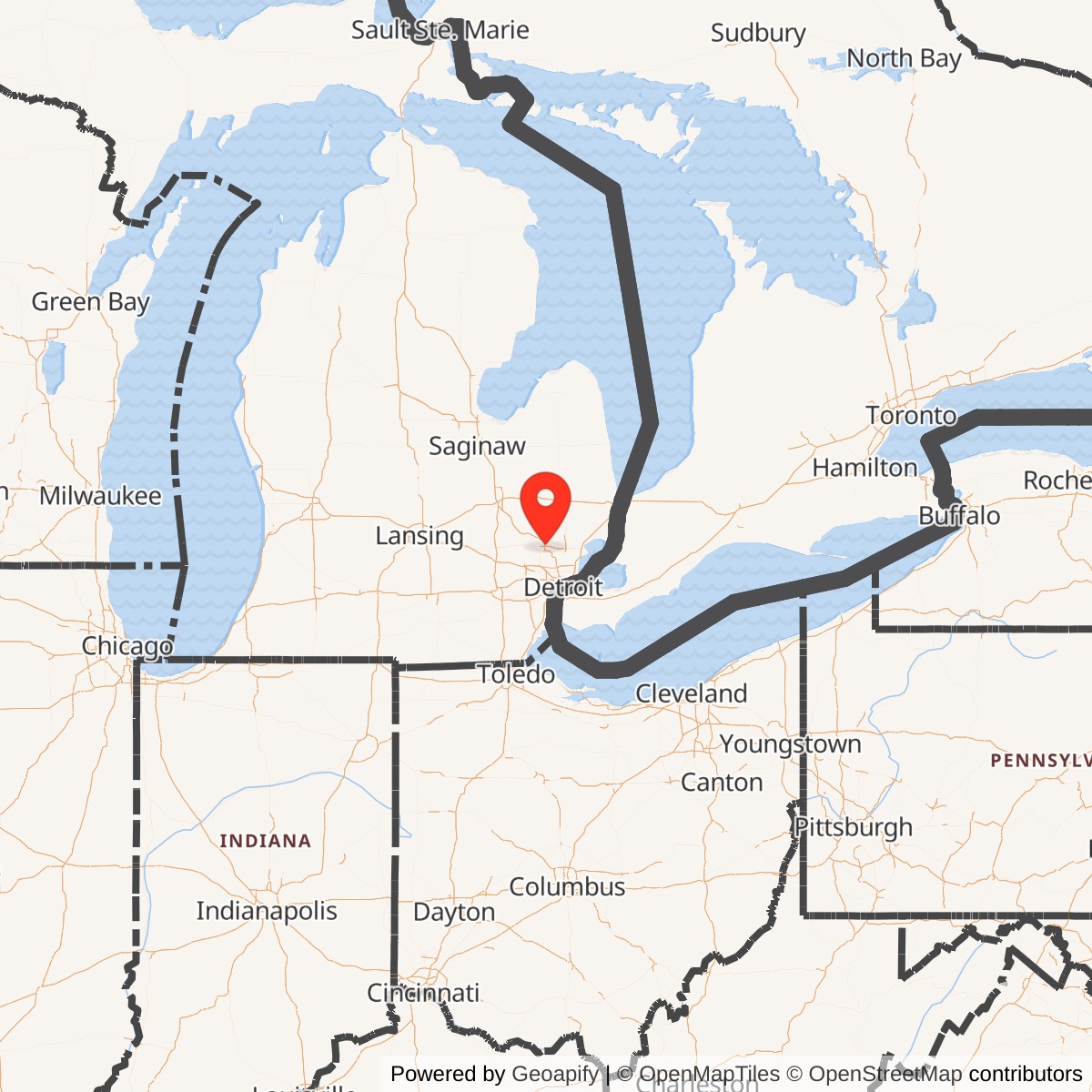 Map showing location of Nike Site D-97C, Michigan